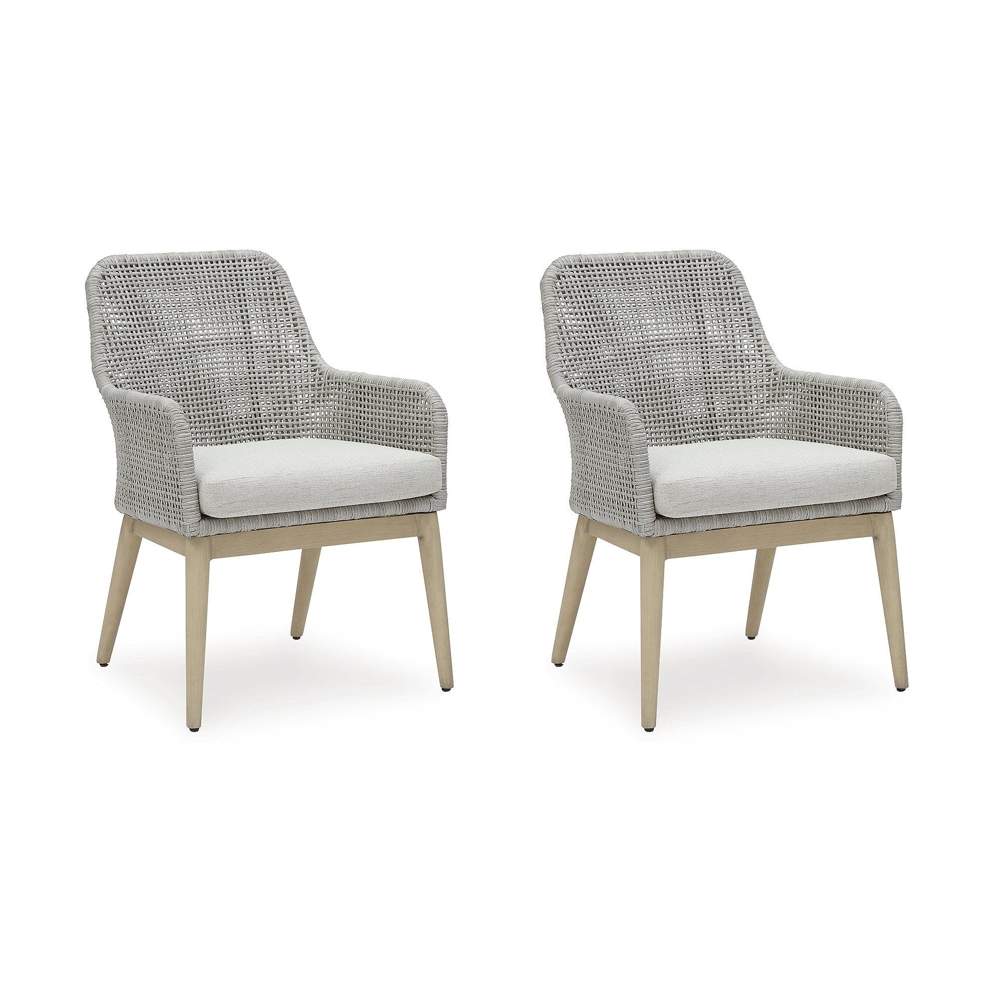 Signature Design by Ashley Seton Creek Outdoor Dining Arm Chair (Set of 2), Gray