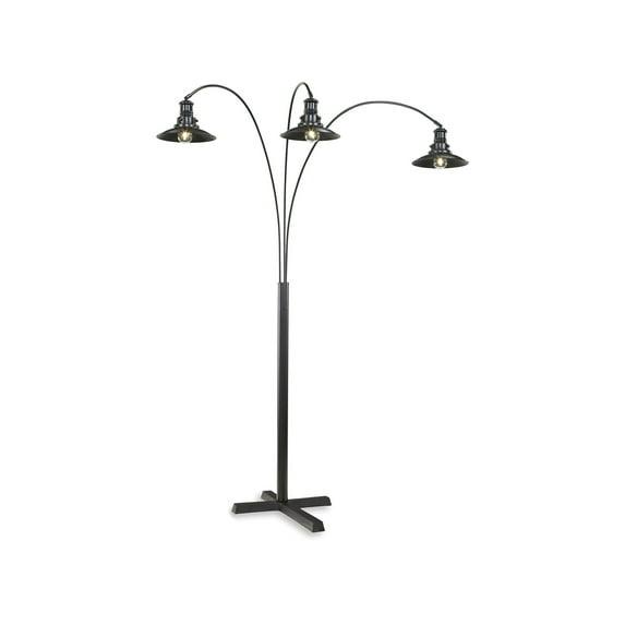 Signature Design by Ashley Sheriel Industrial Metal Arc Floor Lamp with Adjustable Neck, Black