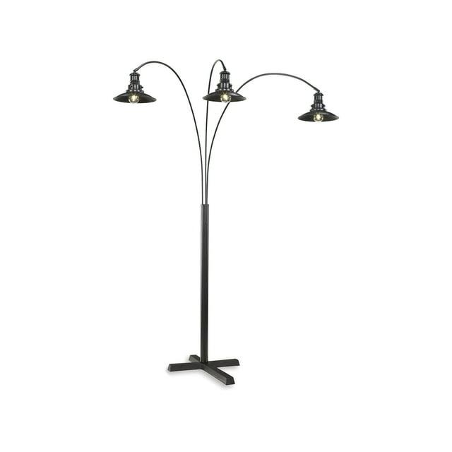 Signature Design by Ashley Sheriel Industrial Metal Arc Floor Lamp with Adjustable Neck, Black