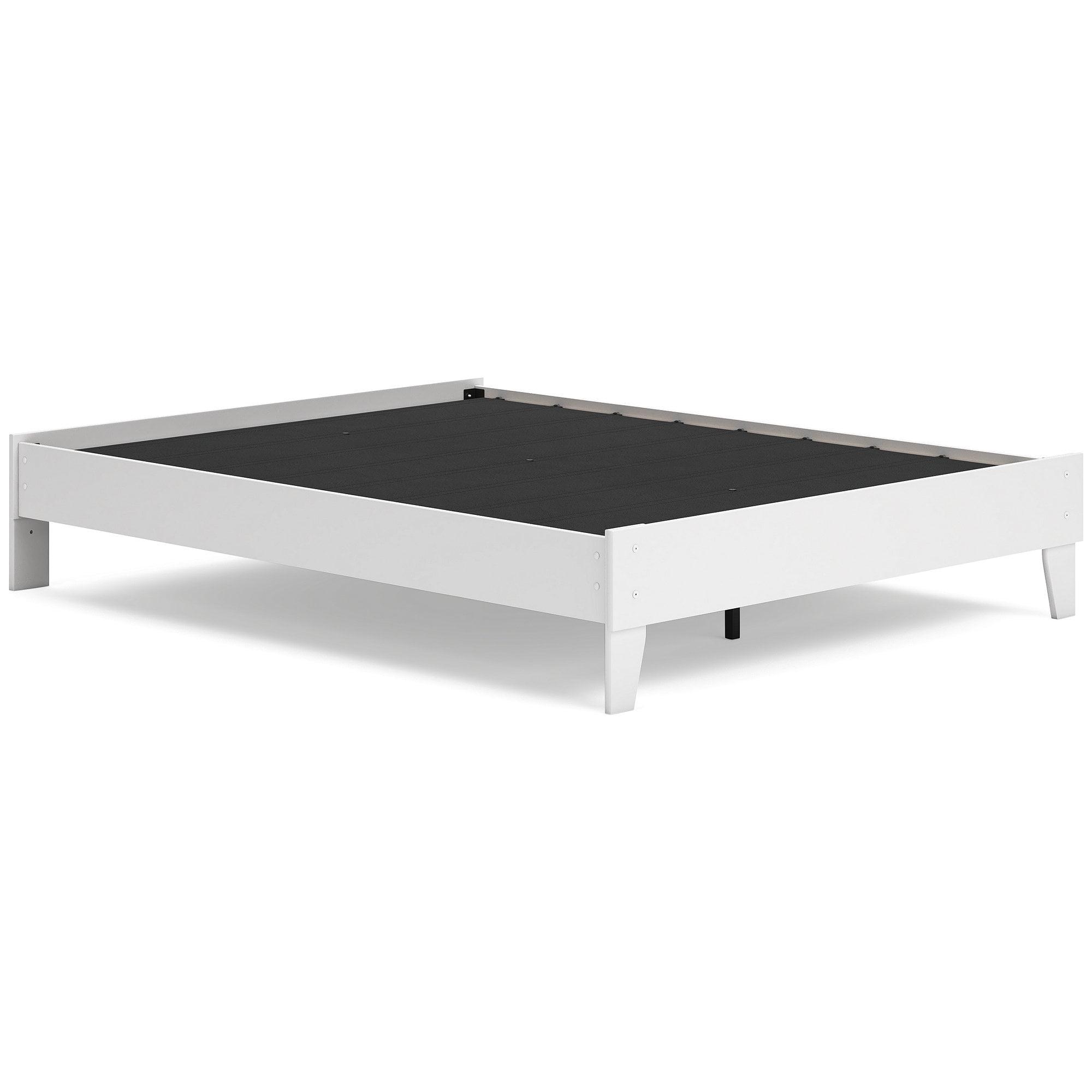 White Queen Platform Bed with Storage Drawers