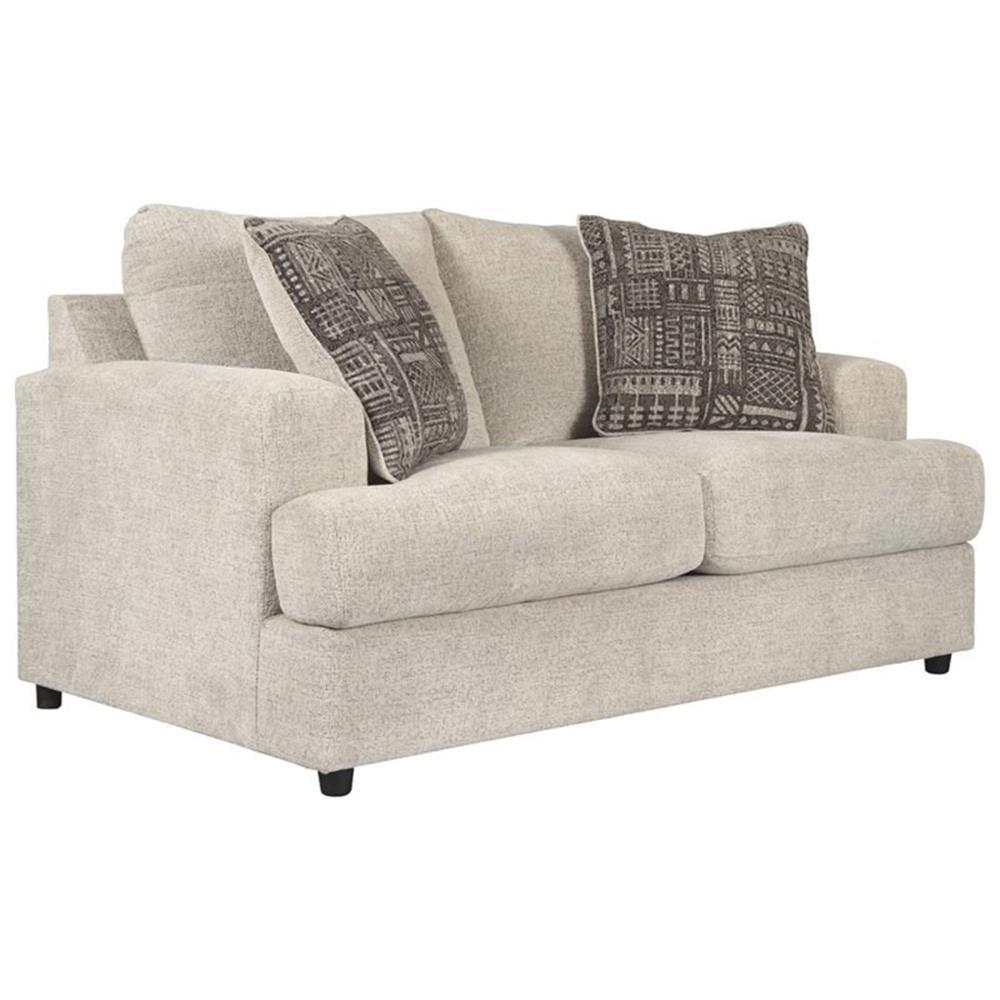 Stone White Microfiber Loveseat with Removable Cushions