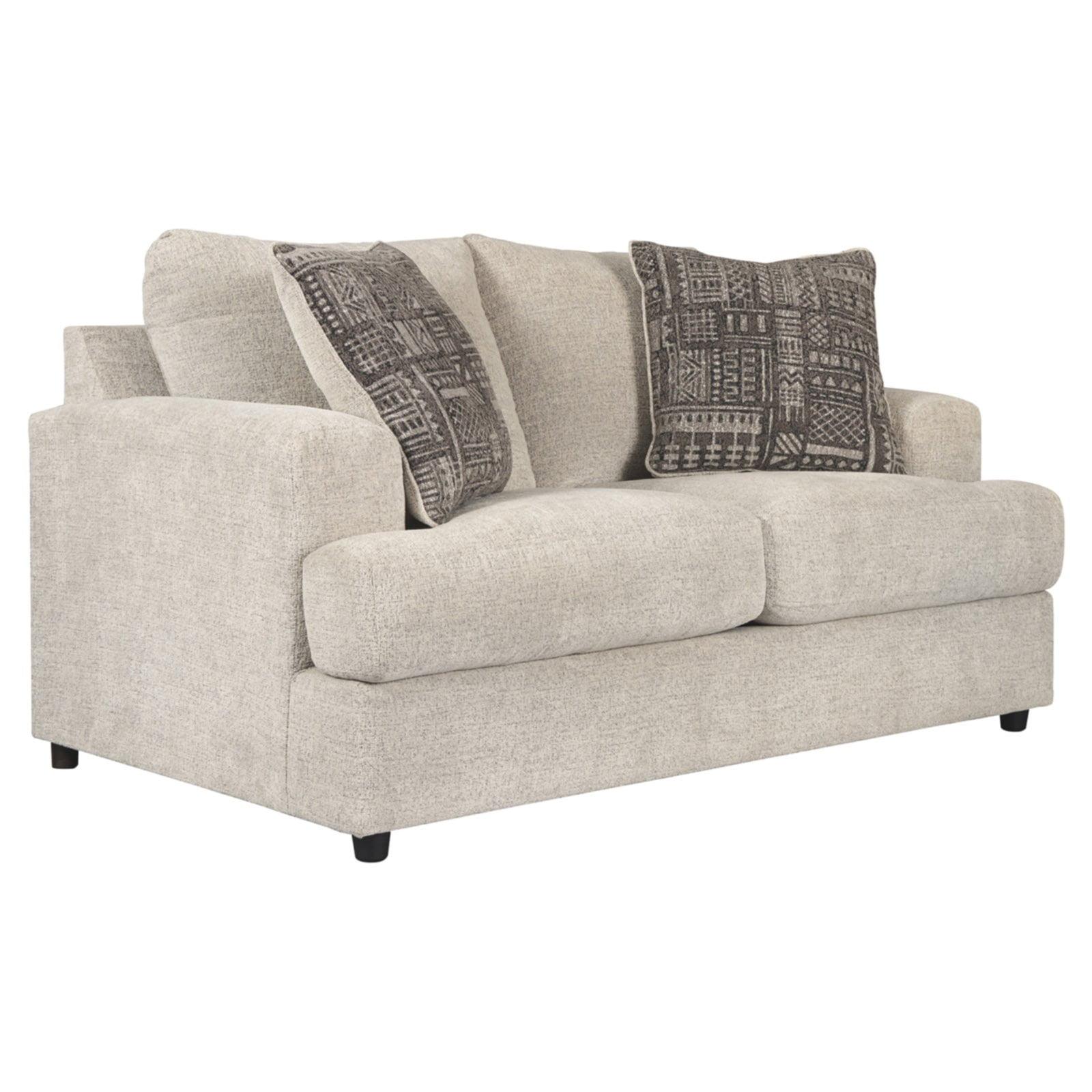 Stone White Microfiber Loveseat with Removable Cushions