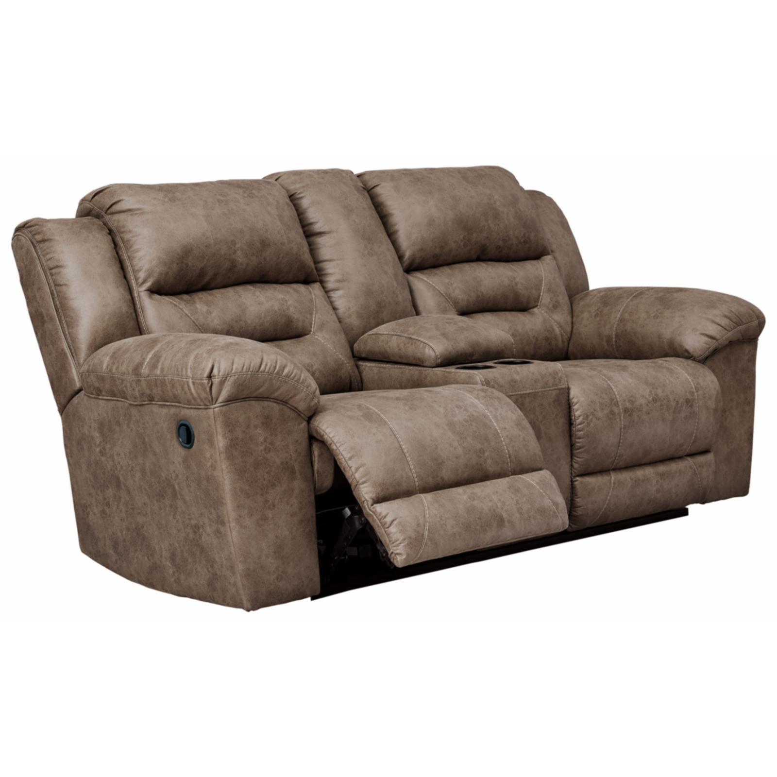 Fossil Faux Leather Reclining Loveseat with Pillow Back