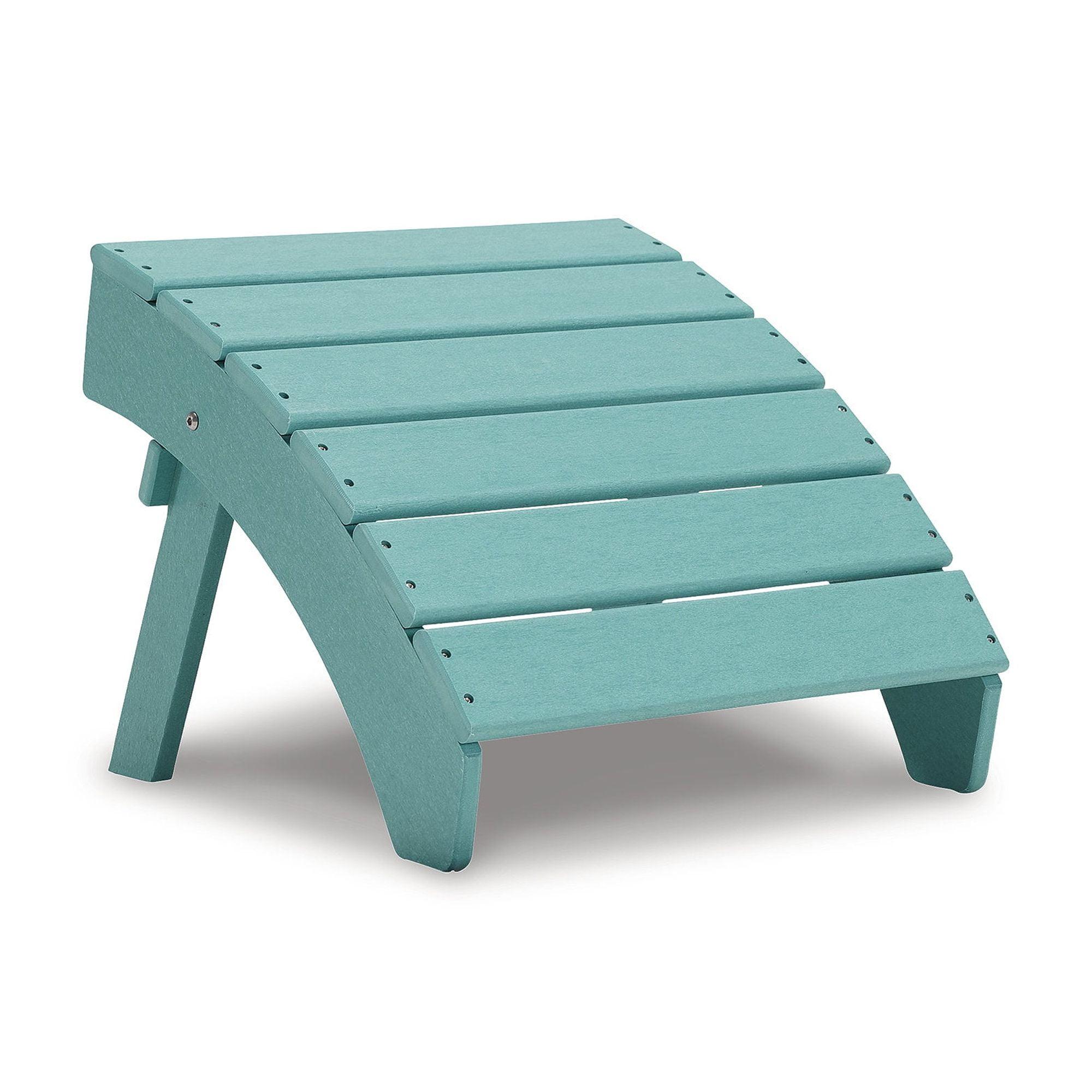 Cottage-Quaint Turquoise Outdoor Ottoman in High-Density Polyethylene