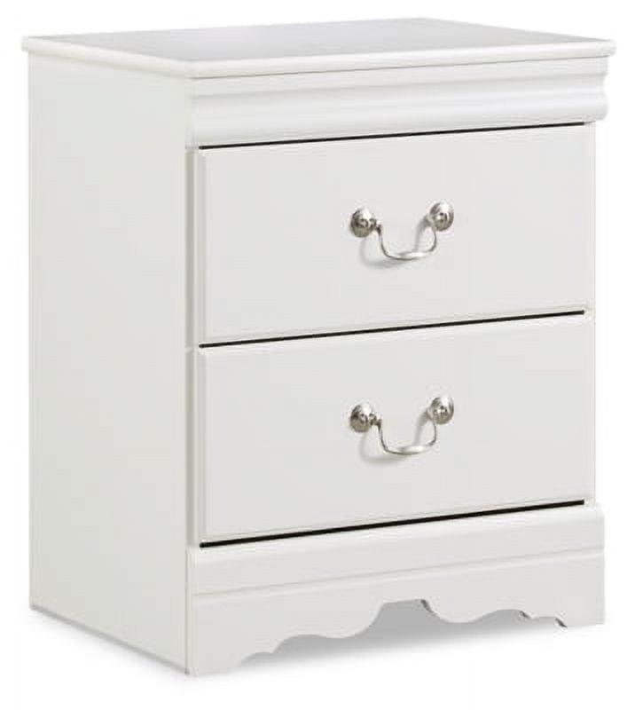 White Contemporary 2-Drawer Nightstand with Antique Pulls