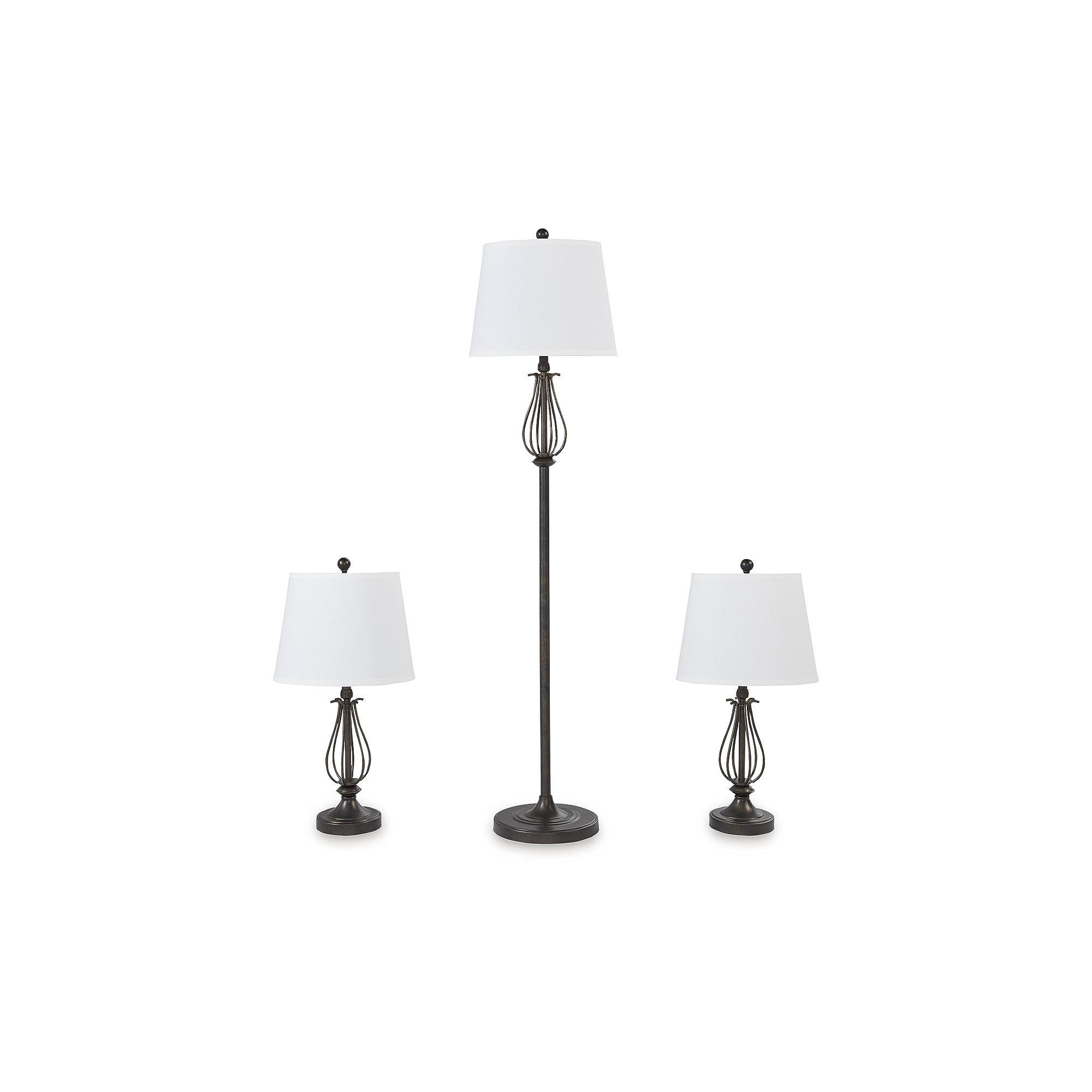 Brycestone Bronze 3-Piece Lamp Set with White Shades