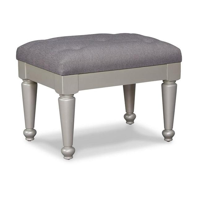 Coralayne Stool Silver - Signature Design by Ashley: Upholstered Vanity Bench, Tufted, PVC, Hardwood Frame
