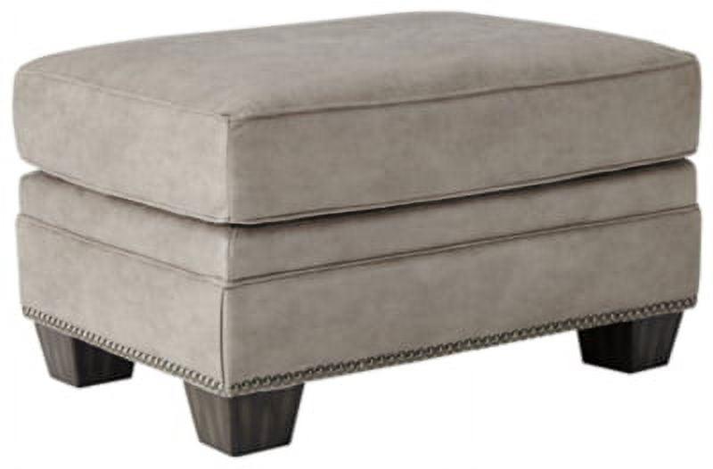 Signature Design by Ashley Traditional Olsberg Ottoman Faux Leather Steel