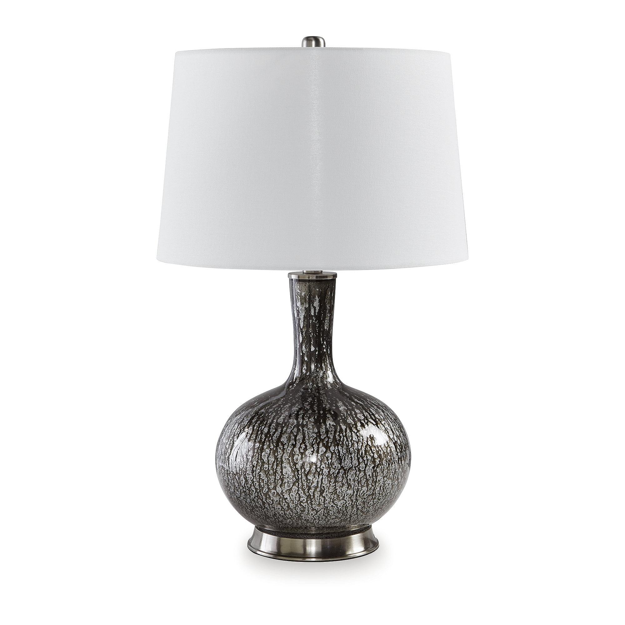 Signature Design by Ashley Tenslow Table Lamp: Mercury Glass, Empire Shade, Metal Base, UL Listed