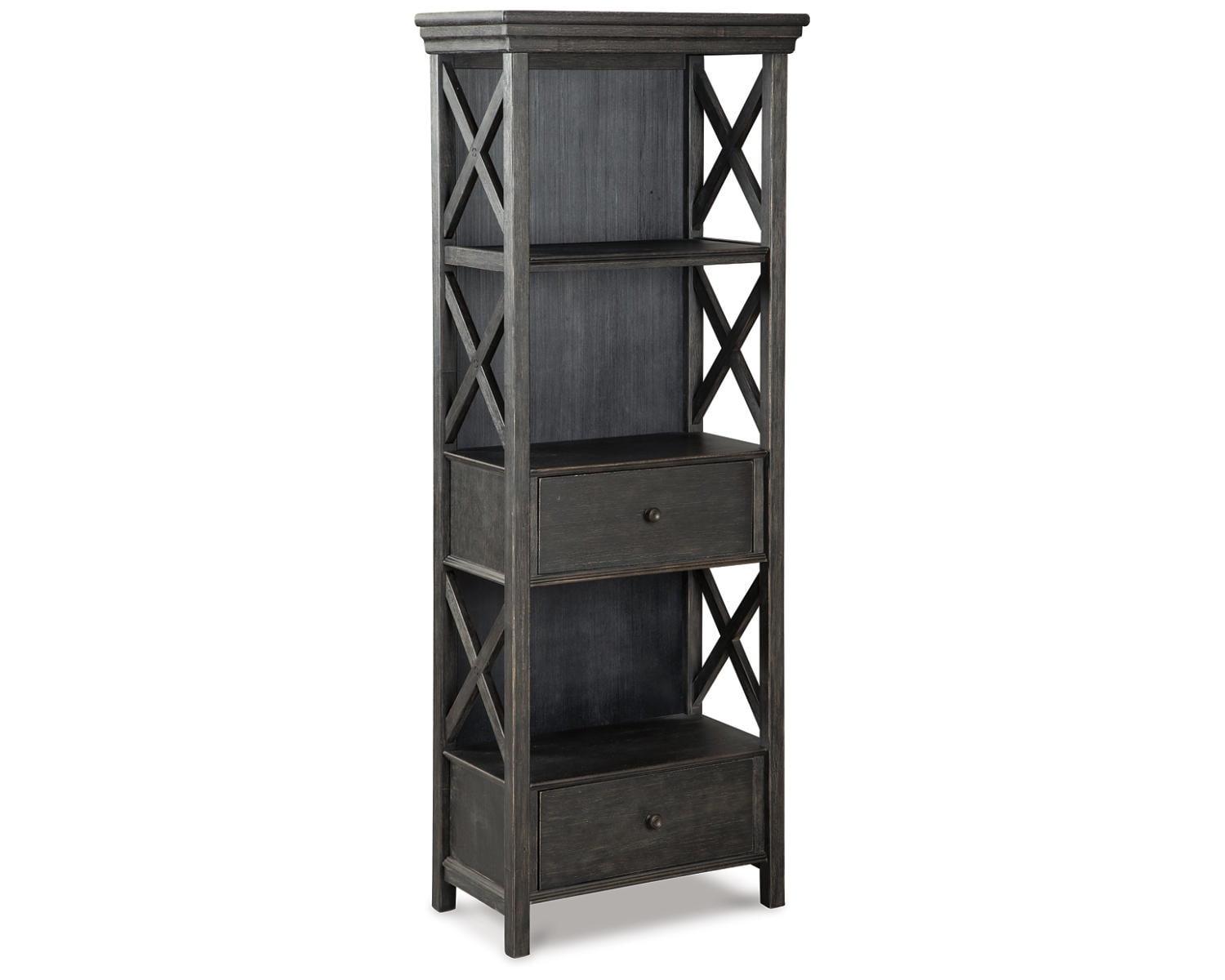 Transitional Black Lighted Display Cabinet with Roomy Drawers