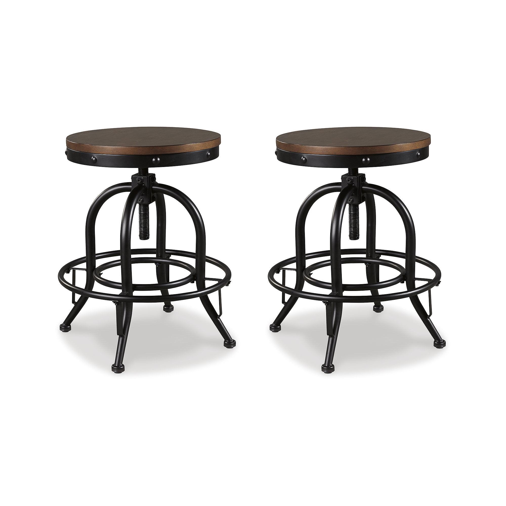 Signature Design by Ashley Set of 2 Valebeck Swivel Counter Height Barstools Bark: Round, Two-Tone, Metal Legs