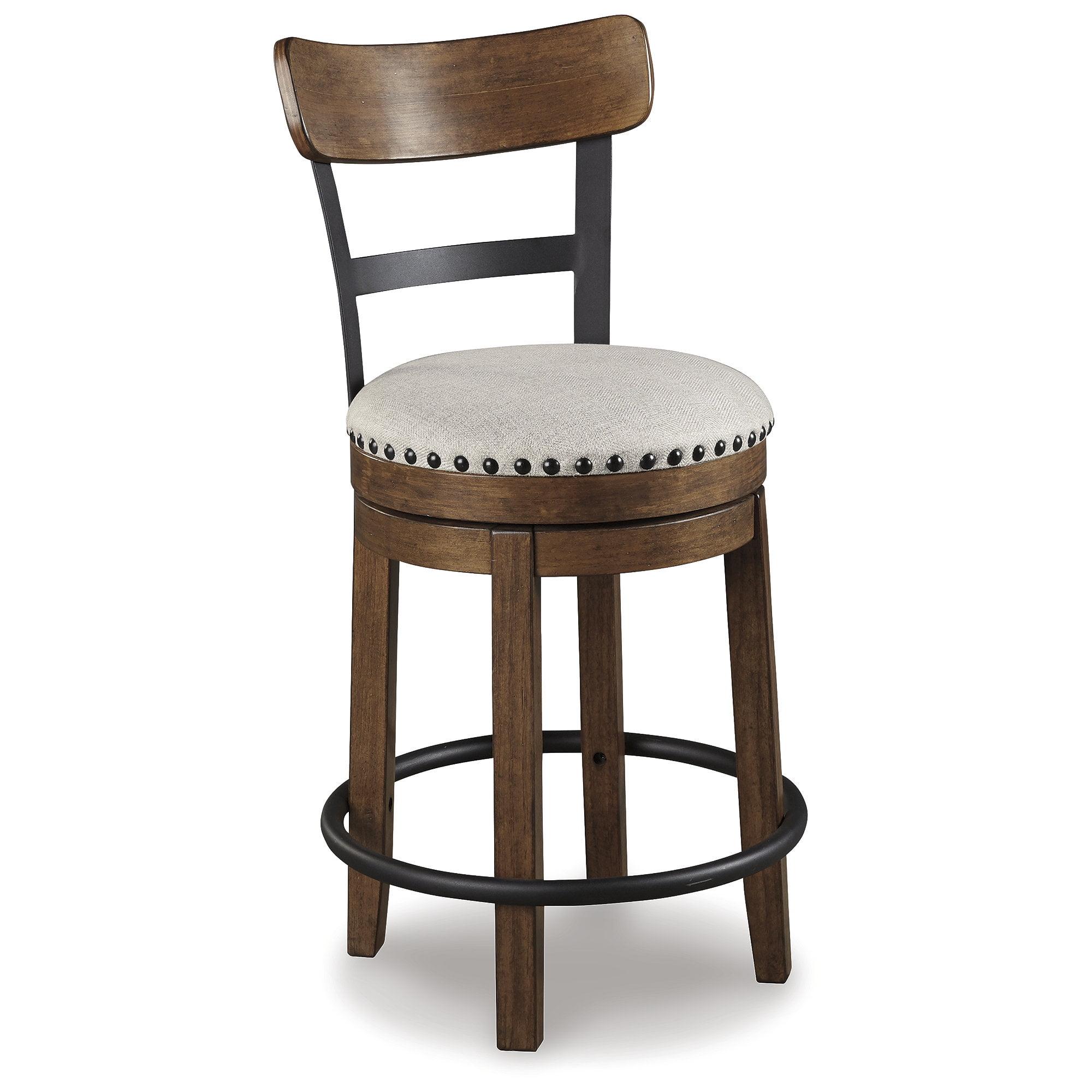 Signature Design by Ashley Valebeck Upholstered Swivel Counter Height Barstool Brown: Polyester, Wood Frame, Fixed Height