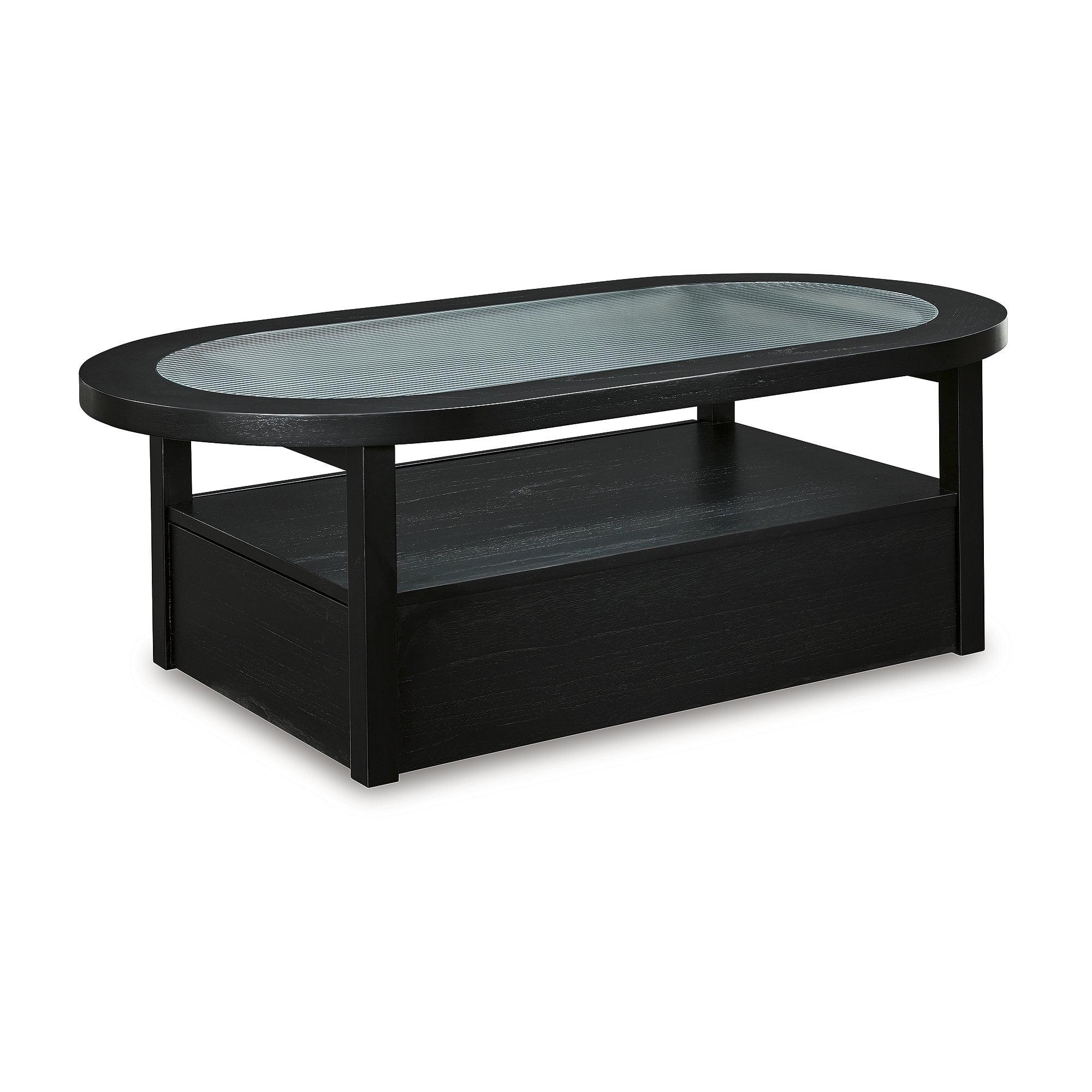 Signature Design by Ashley Winbardi Coffee Glass Tabletop Table, Black