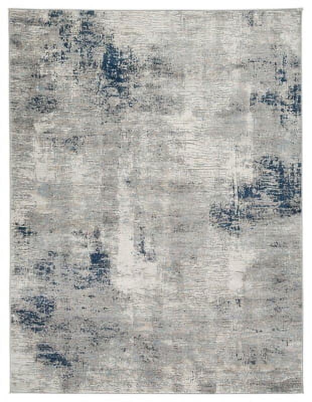 Modern Abstract Blue & Gray Synthetic 8' x 10' Rug