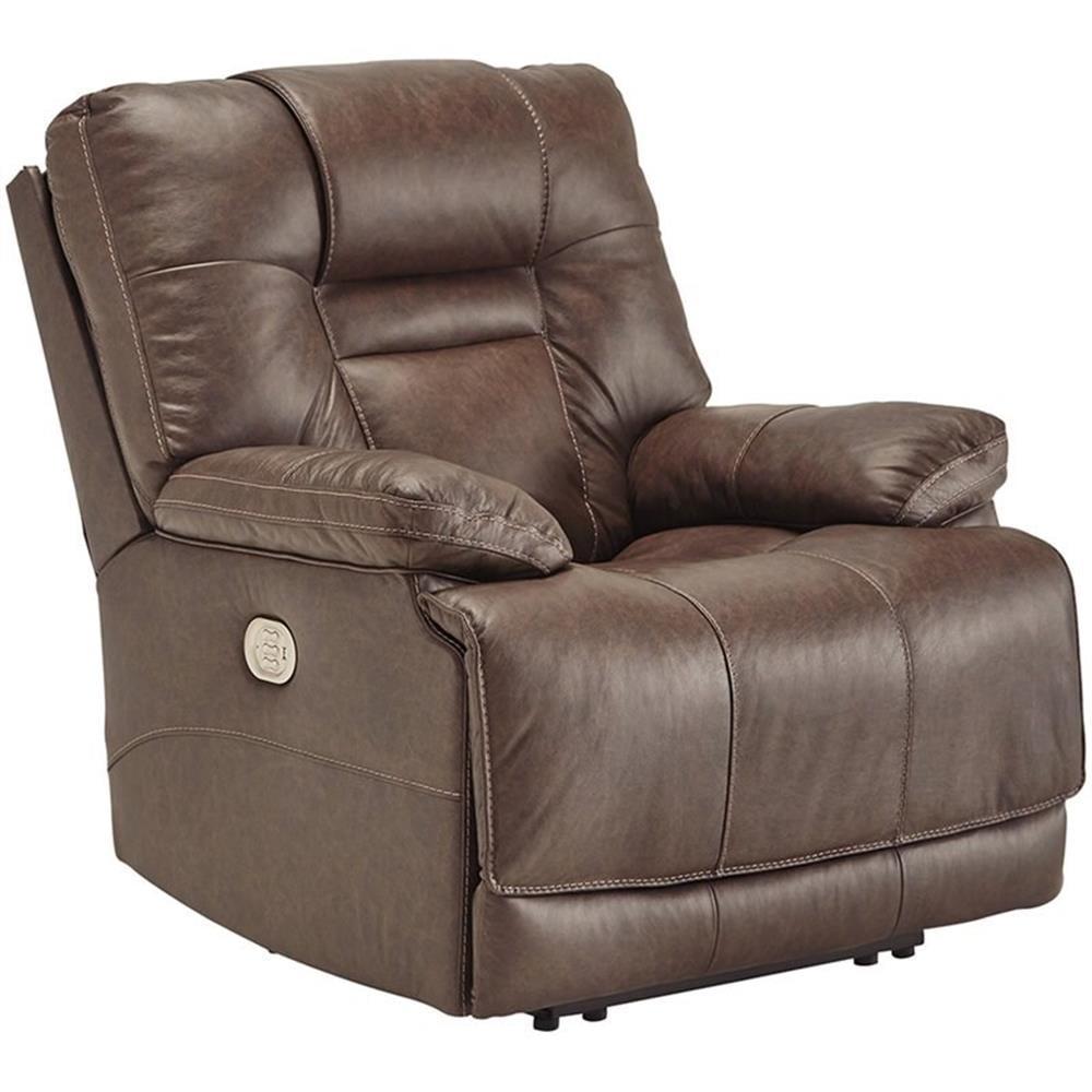 Signature Design by Ashley Wurstrow Leather Power Recliner in Umber
