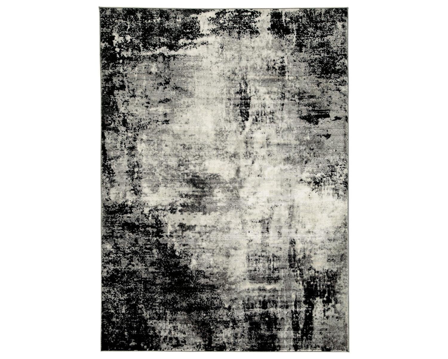 Zekeman 8' x 10' Black and Gray Abstract Synthetic Rug