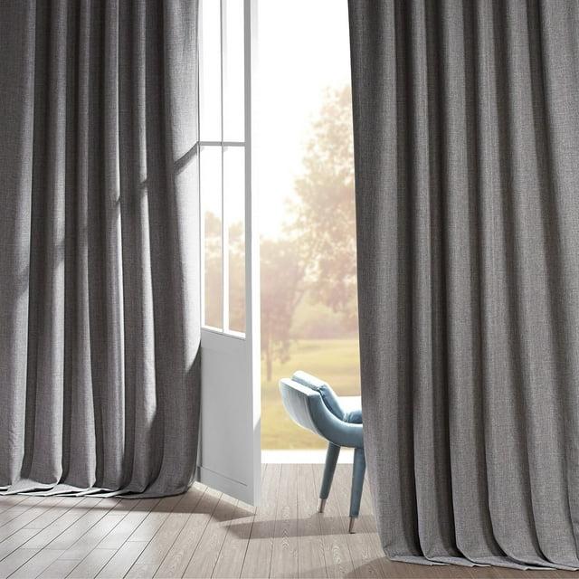 Signature Destination Slate Faux Linen Blackout Curtain (1 Panel), Destination Slate, 50W X 96L