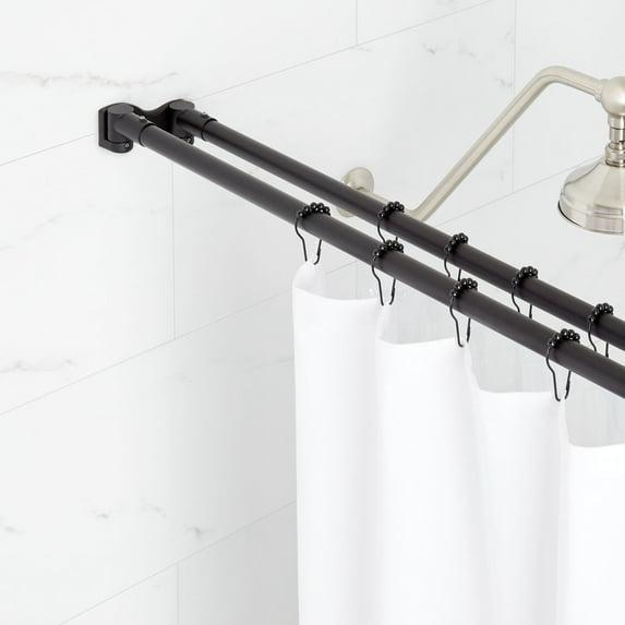 Signature Hardware 60" Brass Straight Double Bar Shower Curtain Rod