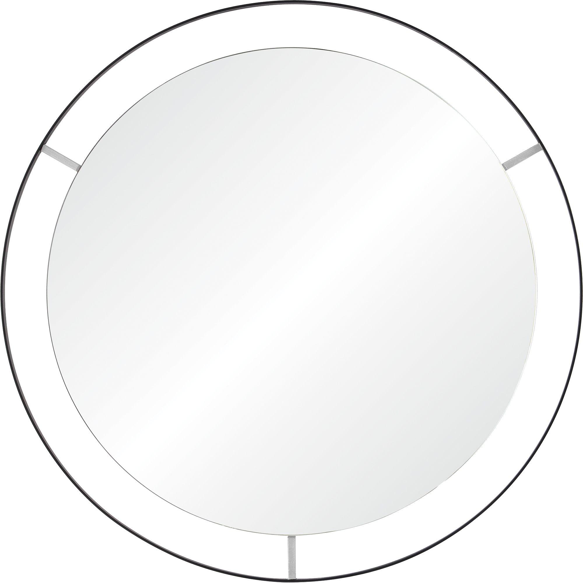 30.5" Black and Silver Retro-Inspired Round Wall Mirror