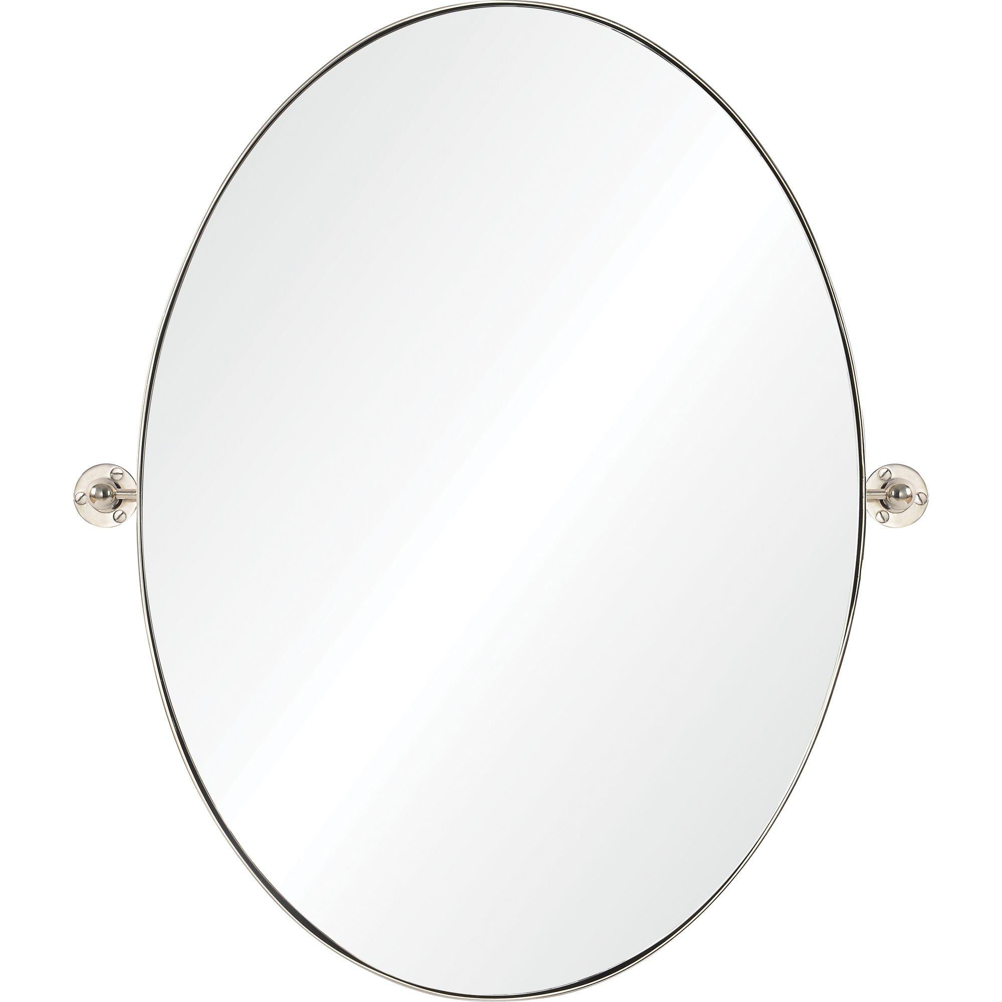 Elegant 30" Silver Glass Oval Vanity Wall Mirror