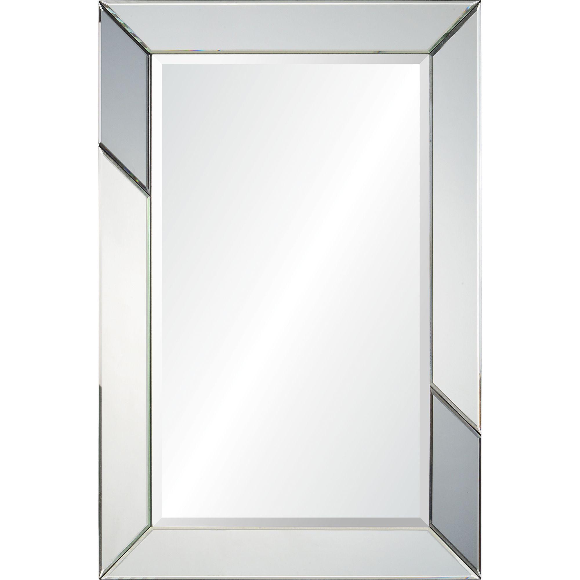 Art Deco Inspired 36" Gray Glass Beveled Rectangular Wall Mirror