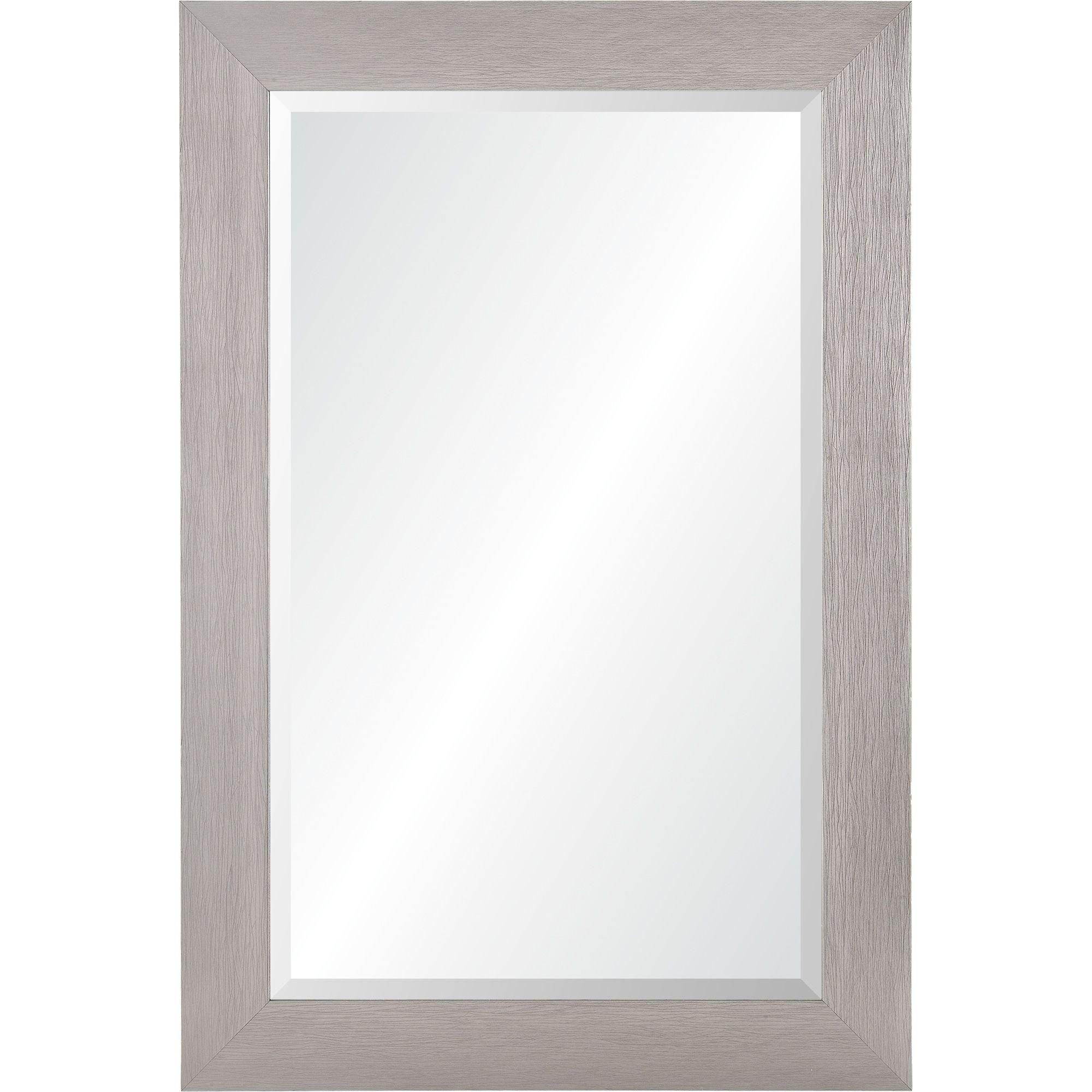 Elegant 36" Silver Rectangular Beveled Wall Mirror