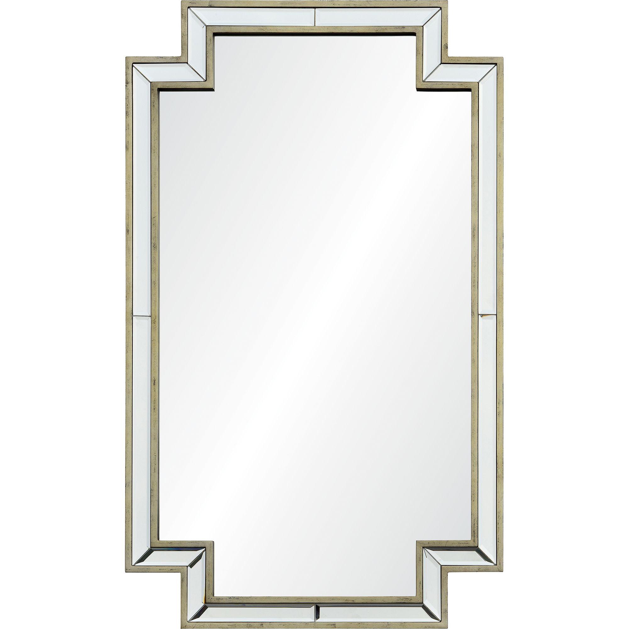 Elegant 40" Antique Silver Pine Wood Rectangular Wall Mirror