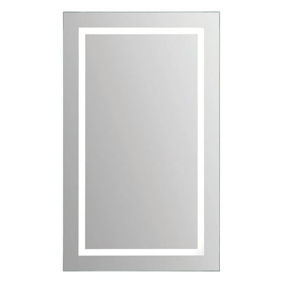 Signature Home Collection 40" Silver LED Glass Framed Beveled Rectangular Pre-Lit Wall Mirror
