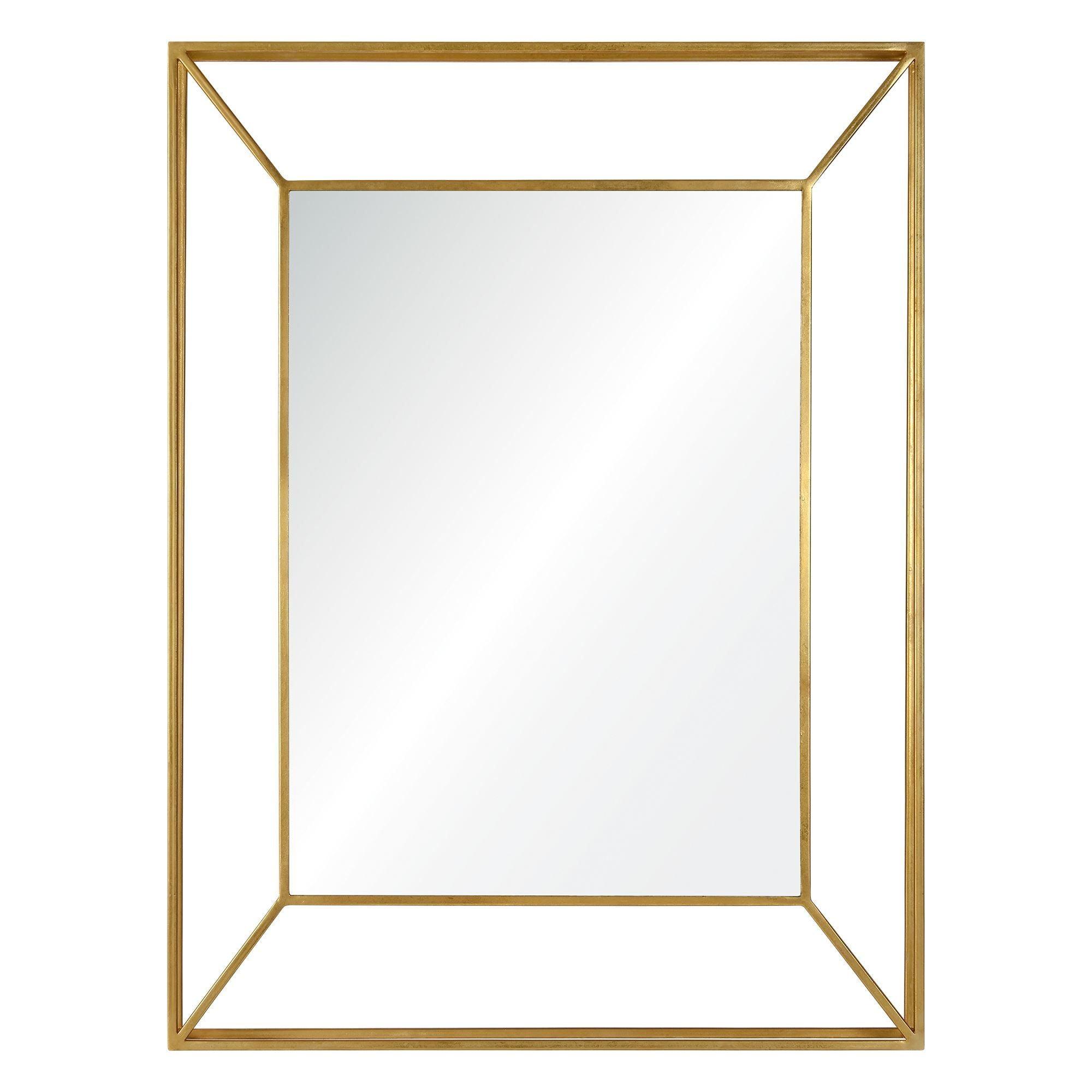 Elegant 40" Silver and Gold Leaf Rectangular Wood Wall Mirror