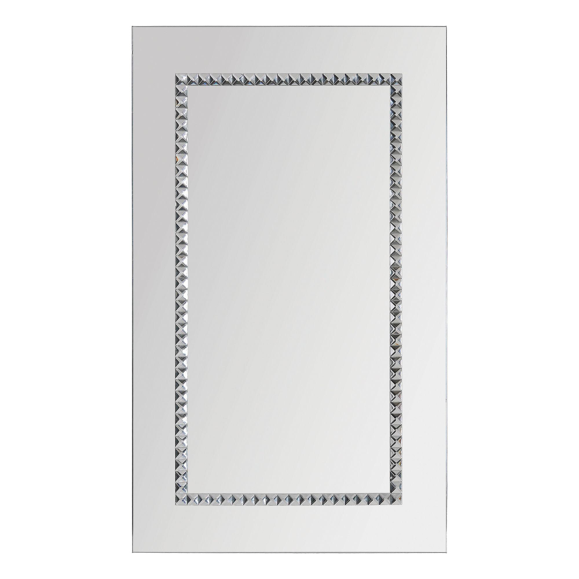 Elegant 40" Silver Rectangular Wall Mirror with Embedded Jewels