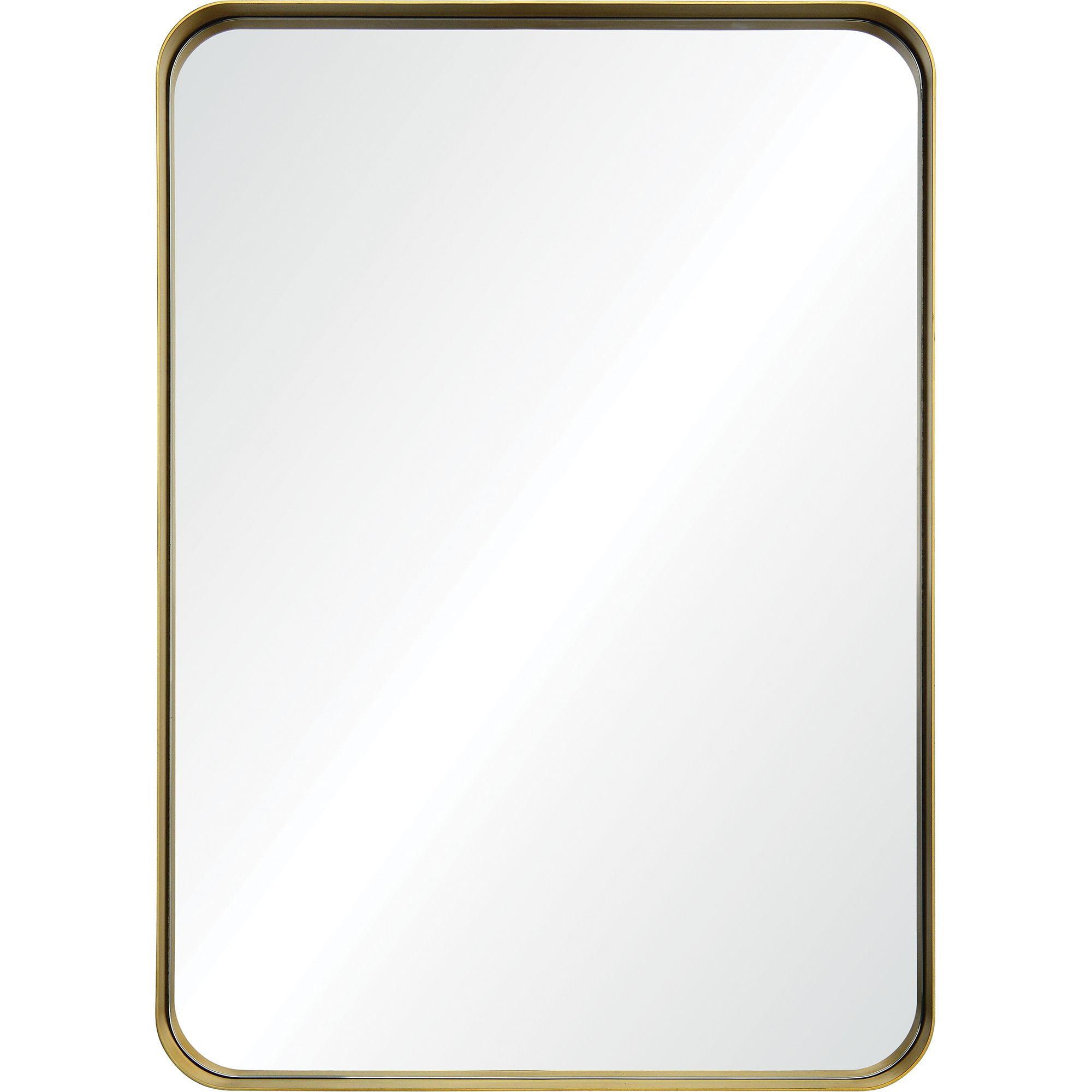 Antique Gold 42" Rectangular Wall Mirror with Curved Corners