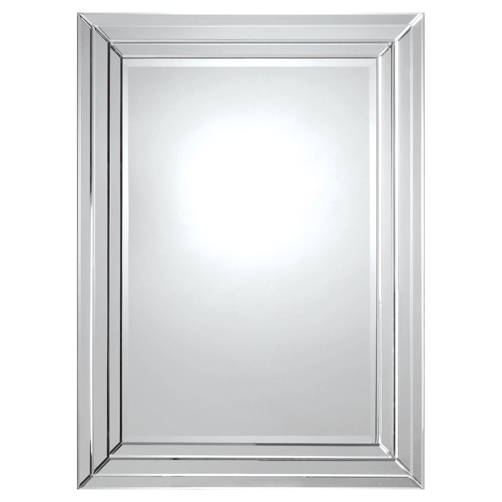 Elegant 48" Silver Step-Framed Rectangular Beveled Wall Mirror