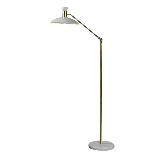 Signature Home Collection 55" White and Gold Curved Adjustable Floor Lamp