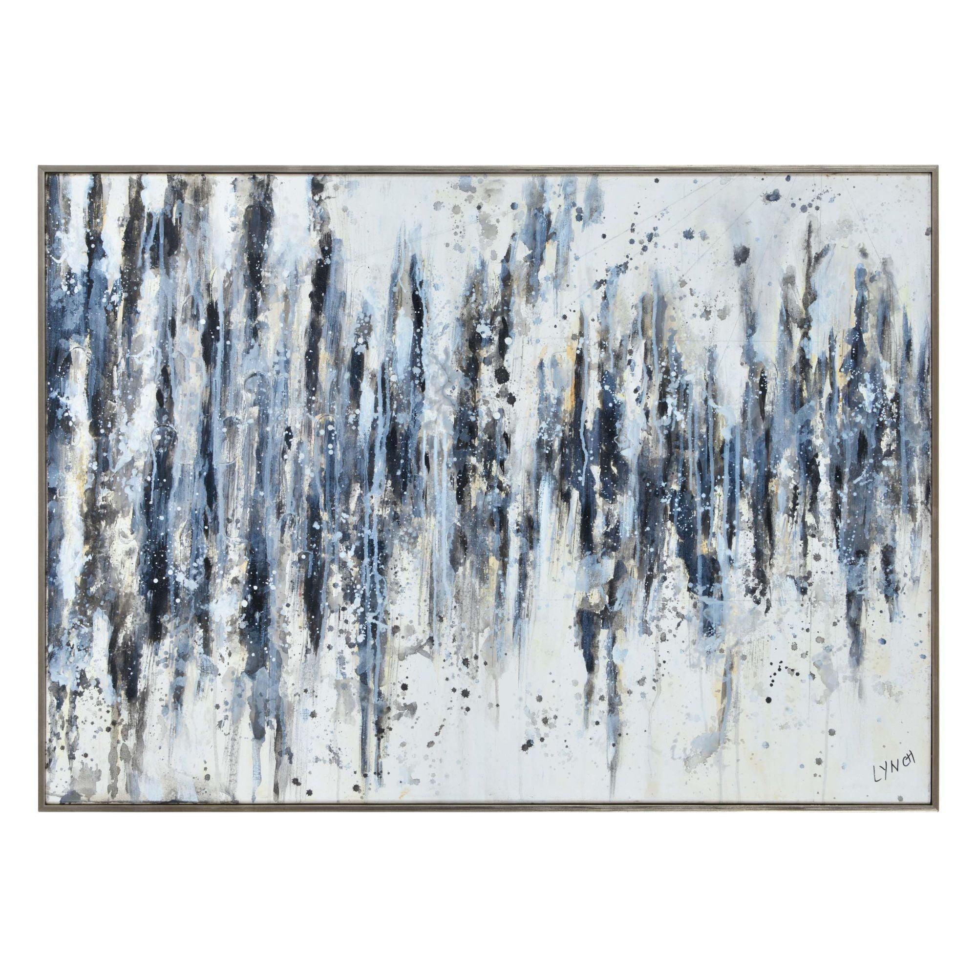 Signature Home Collection Navy Blue and White Abstract Rectangular Framed Wall Art 32" x 45"