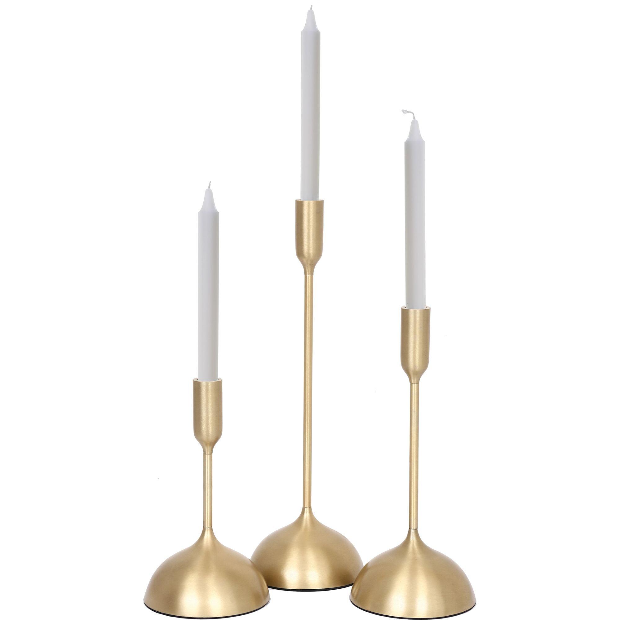 Signature Home Collection Set of 3 Gold Contemporary Candle Holders 16"