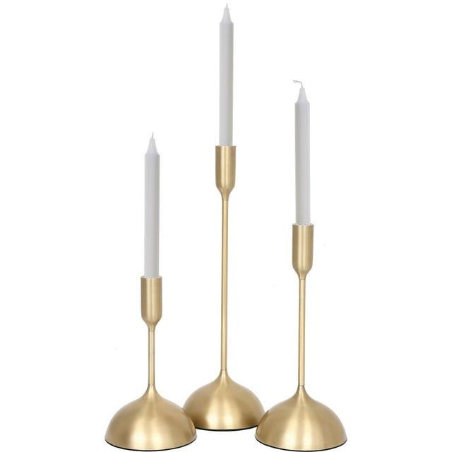 Signature Home Collection Set of 3 Gold Contemporary Candle Holders 16"