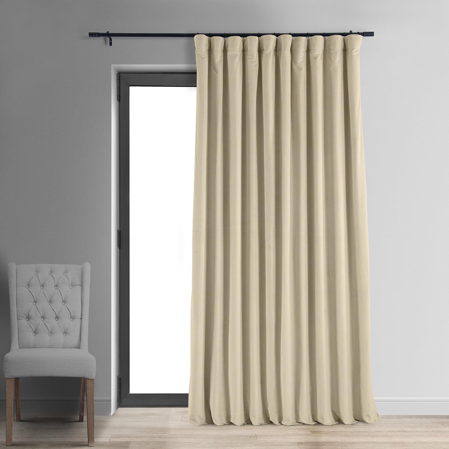 Half Price Drapes Signature Ivory Extra Wide Velvet Blackout Curtains (1 Panel), 100W X 120L