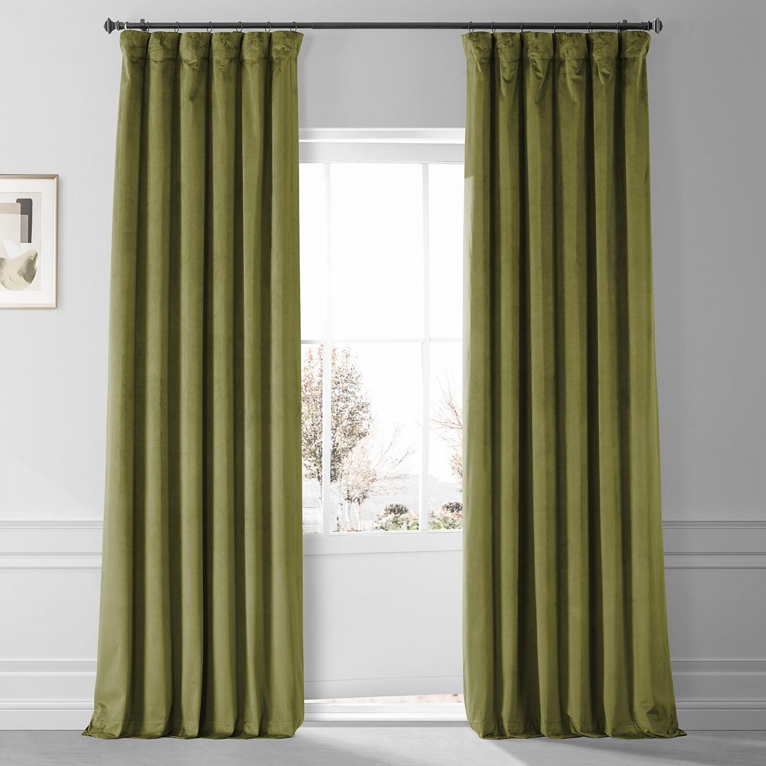 Jalapeno Green Velvet Blackout Curtain Panel 50x84