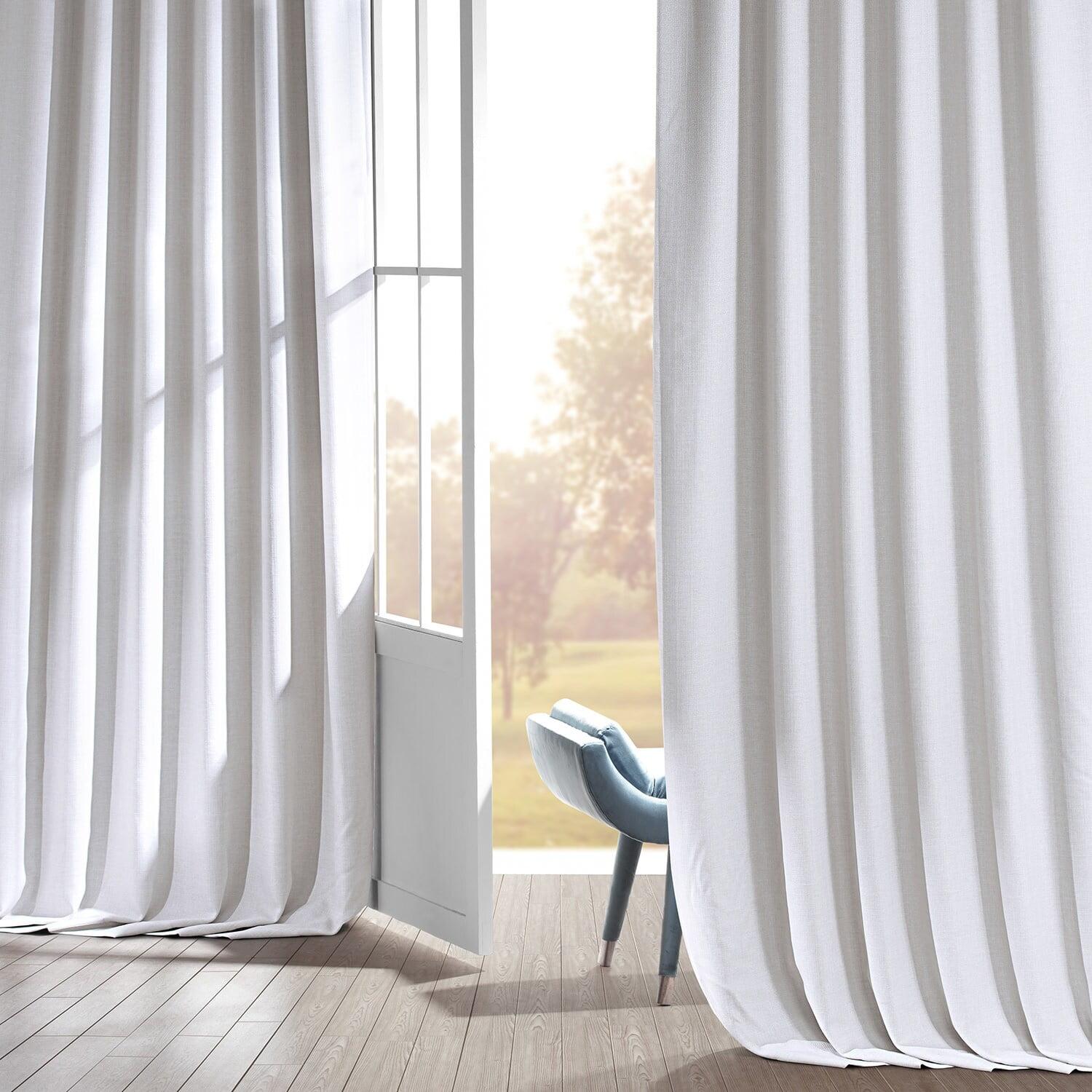 Signature Mission White Faux Linen Blackout Curtain (1 Panel), Mission White, 50W X 108L