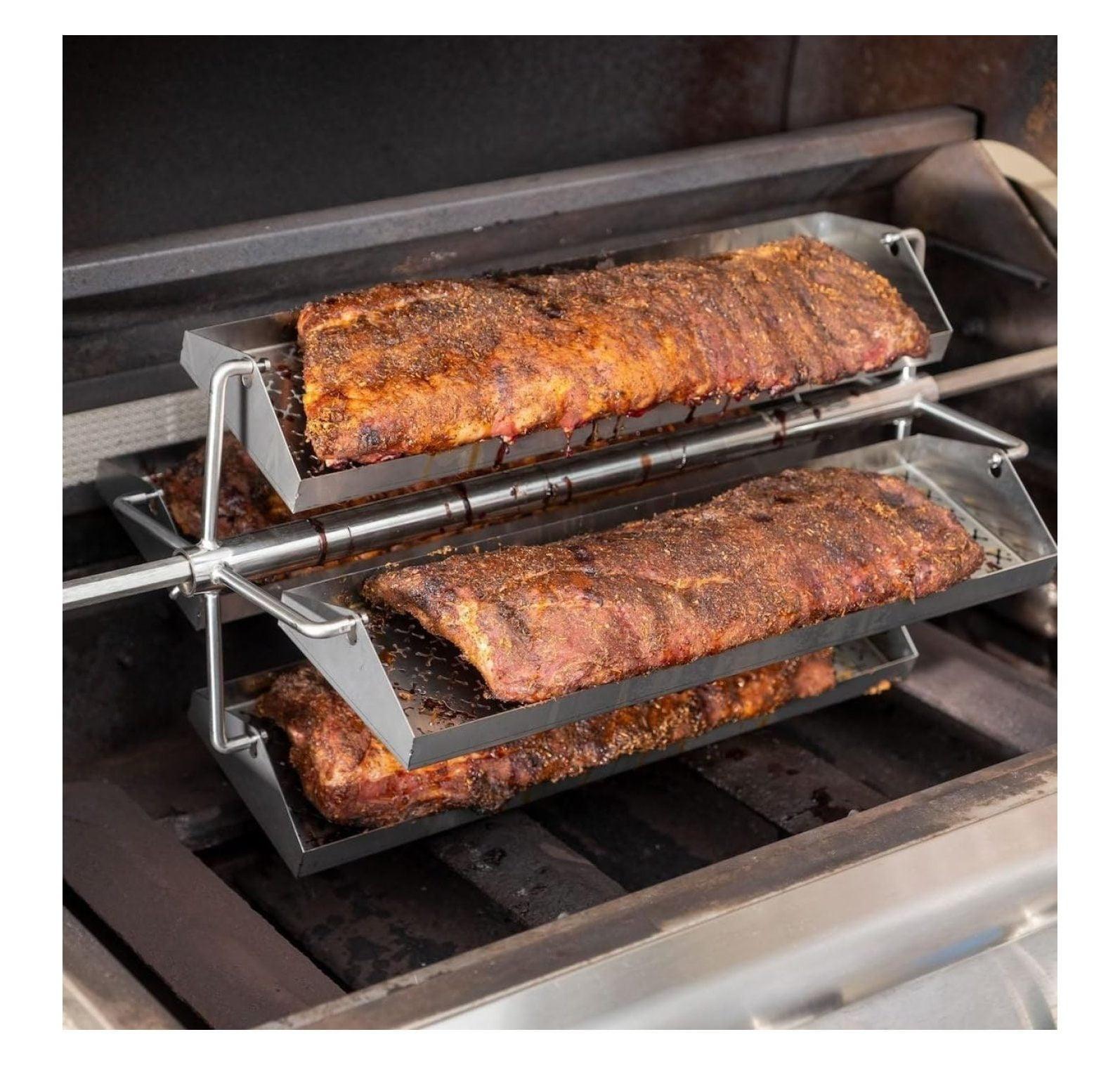 Stainless Steel Rotating BBQ Grill Rib Trays