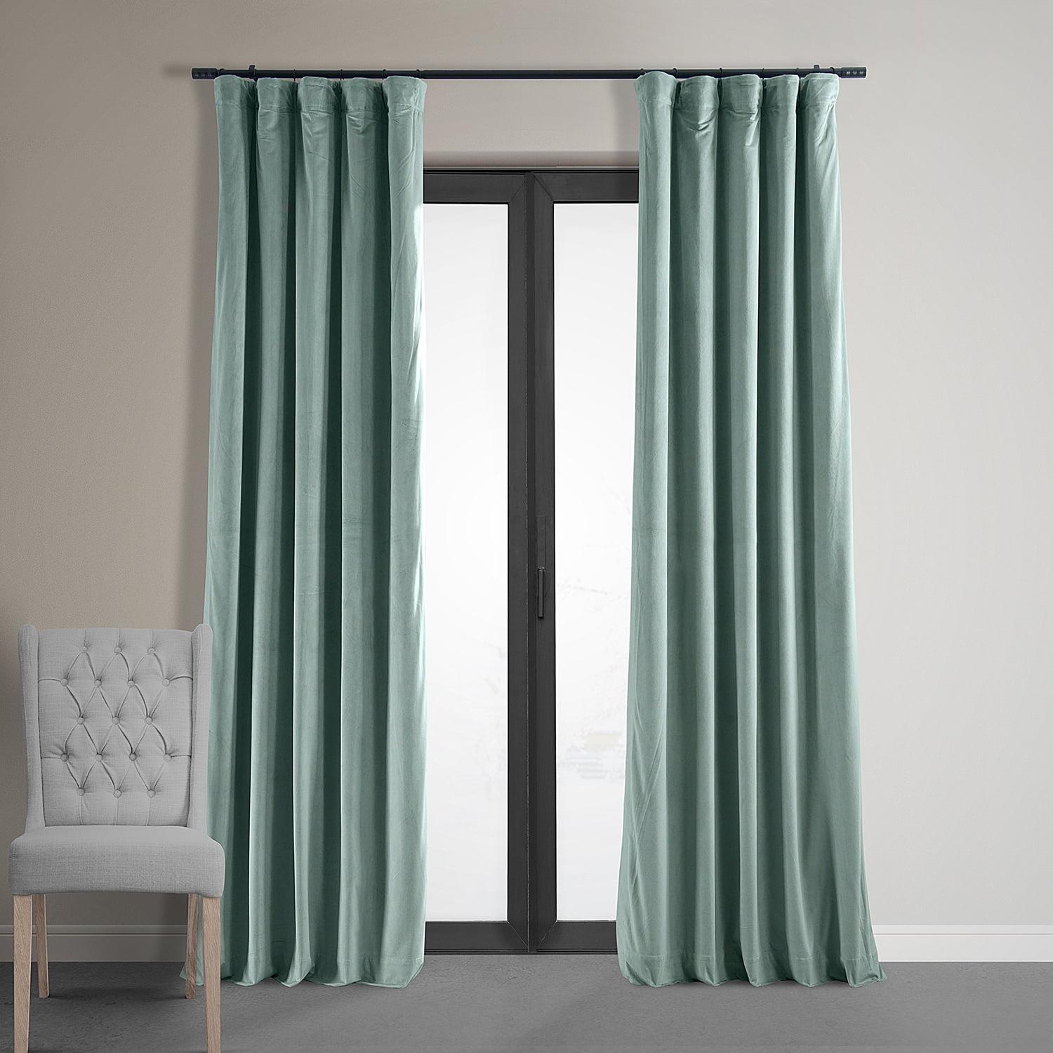 Half Price Drapes Signature Skylark Blue Velvet Blackout Curtains For Bedroom(1 Panel), 50WX 120L