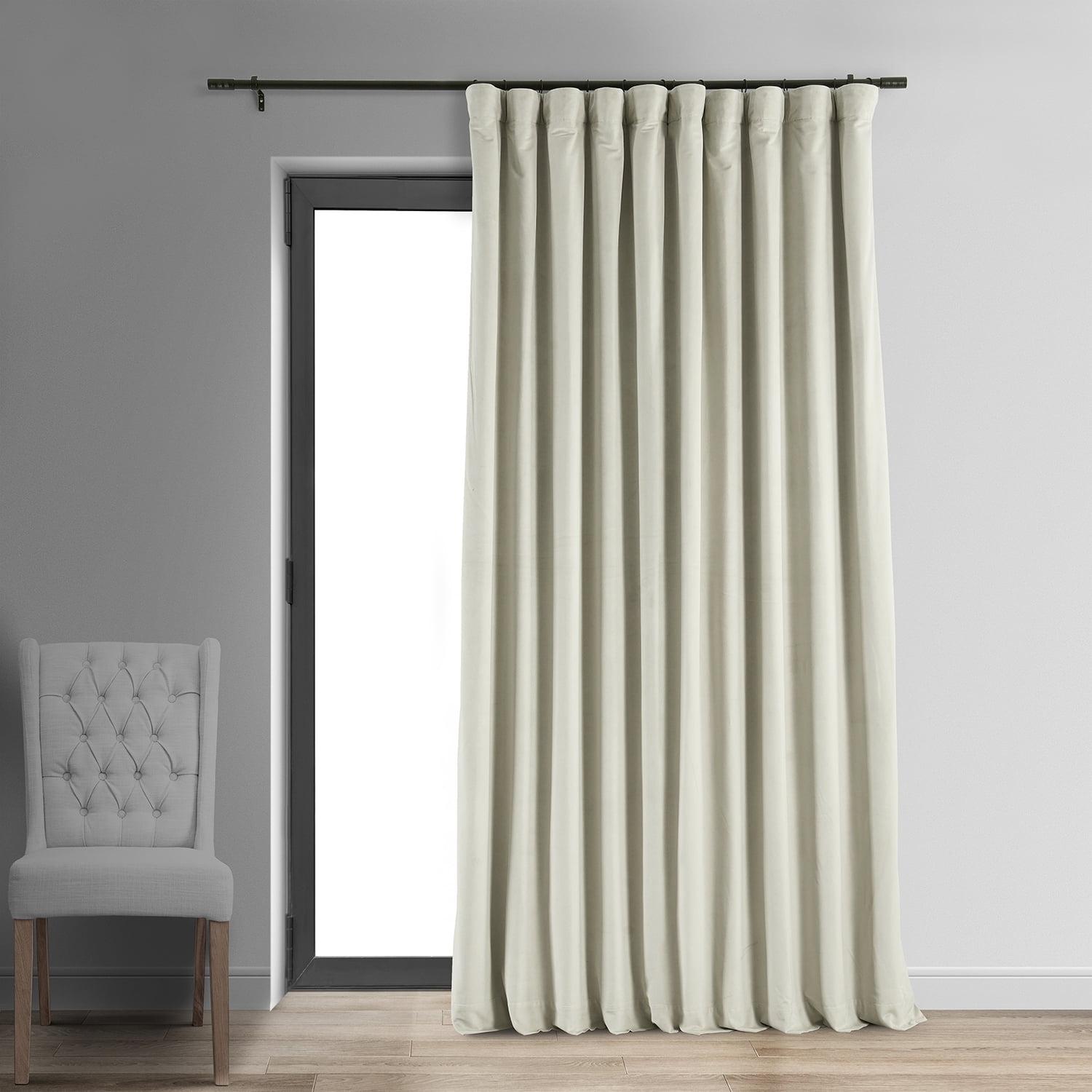 Off White Extra Wide Velvet Blackout Curtain Panel