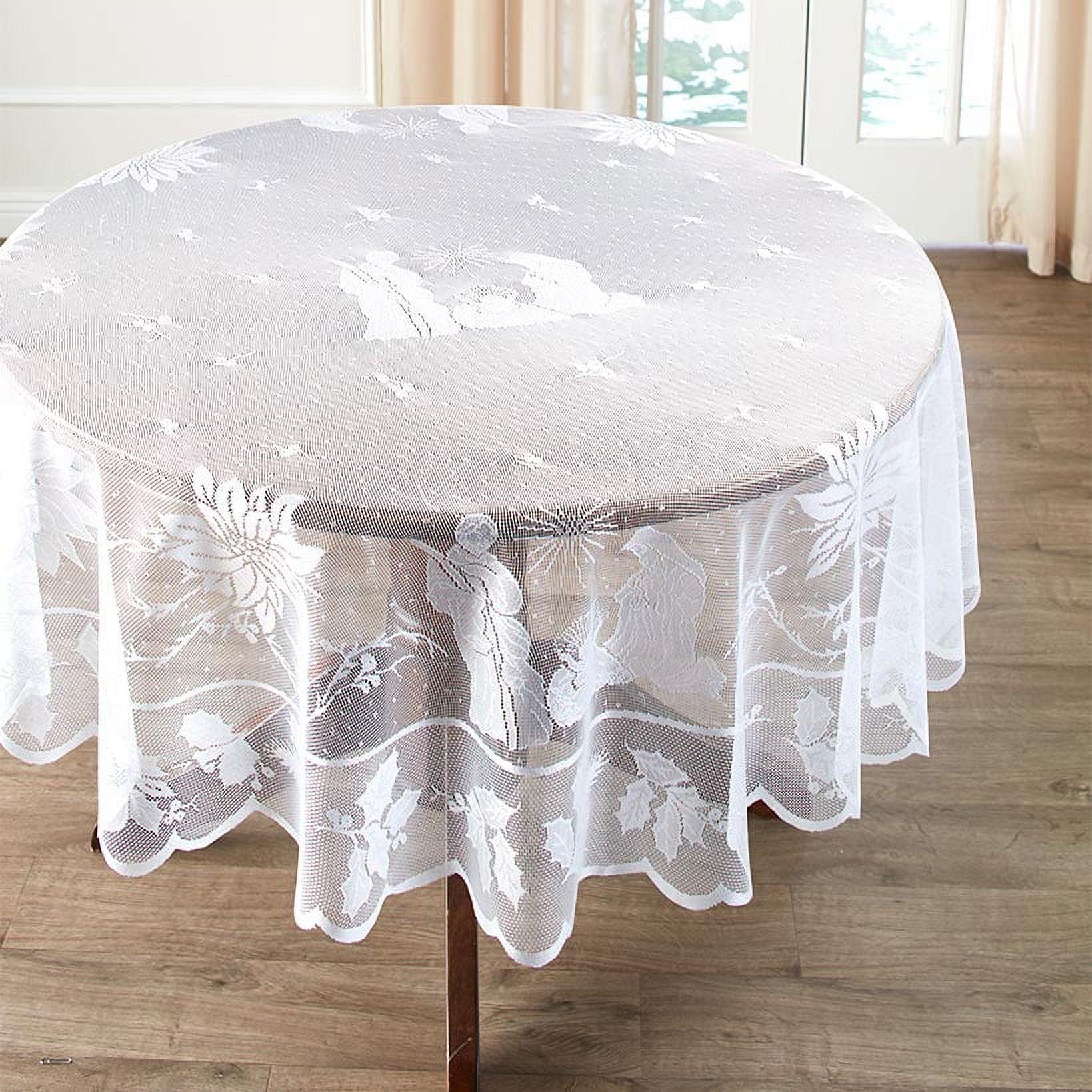 Silent Night White Lace Round Tablecloth 70"