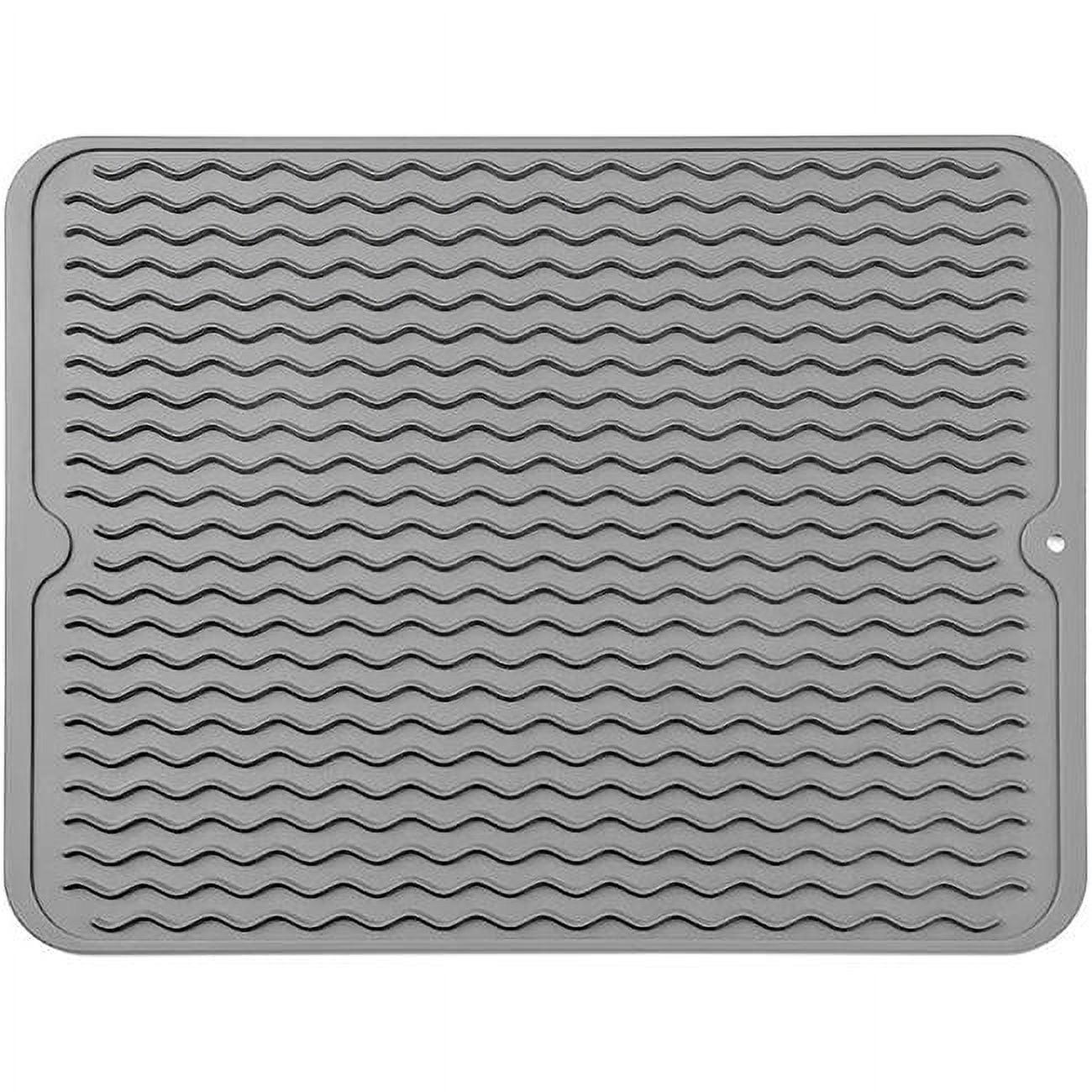 HLONK Silicone Dish Drying Mat for Multiple Usage,Easy Clean,Eco-friendly,Heat-resistant Silicone Mat for Kitchen Counter or Sink,Refrigerator or Drawer Liner Grey