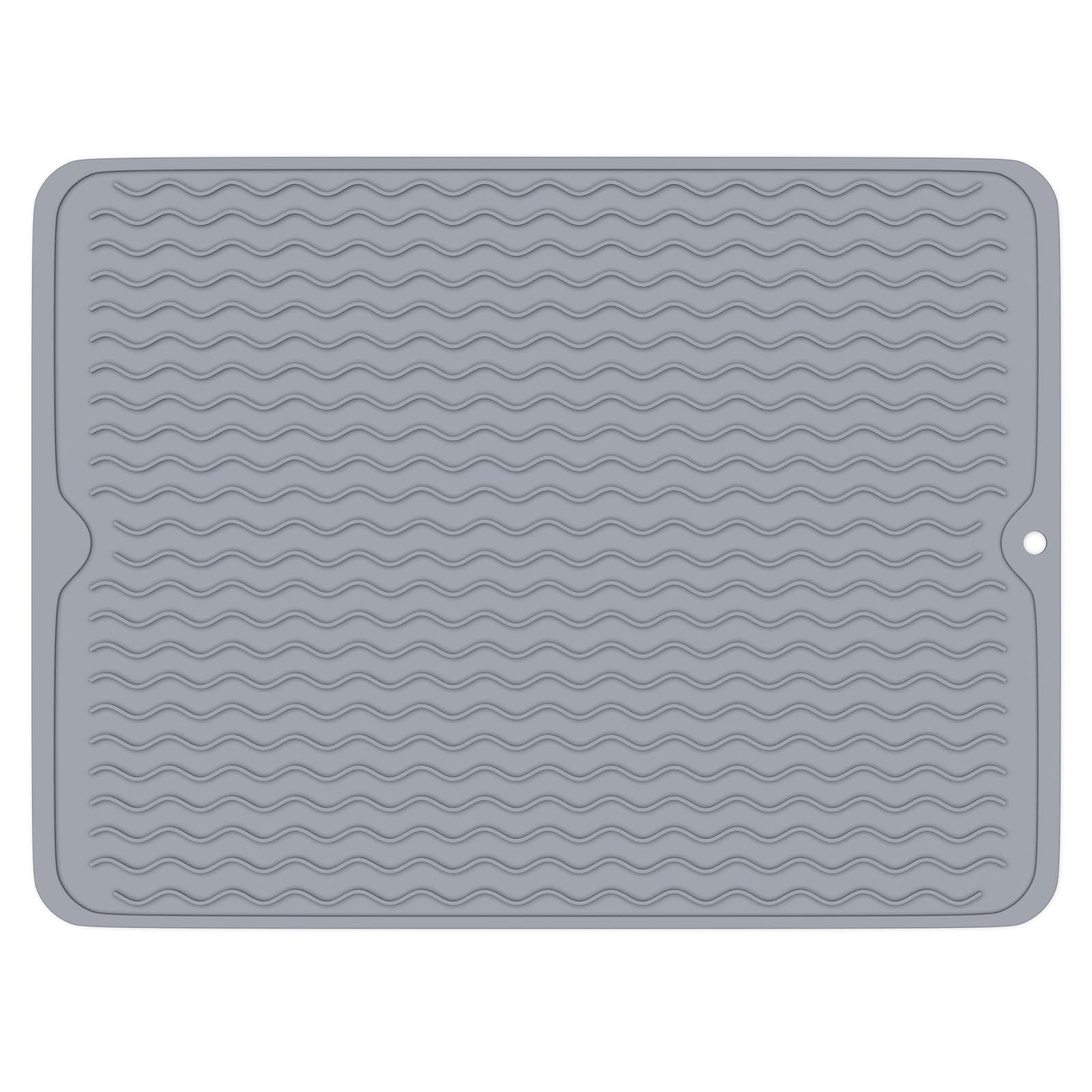 Silicone Dish Drying Mat, Non-Slip Dishwashing Mat for Kitchen Counter, Easy Clean, Waterproof, Heat-Resistant Silicone Mat 16''x12'' C49