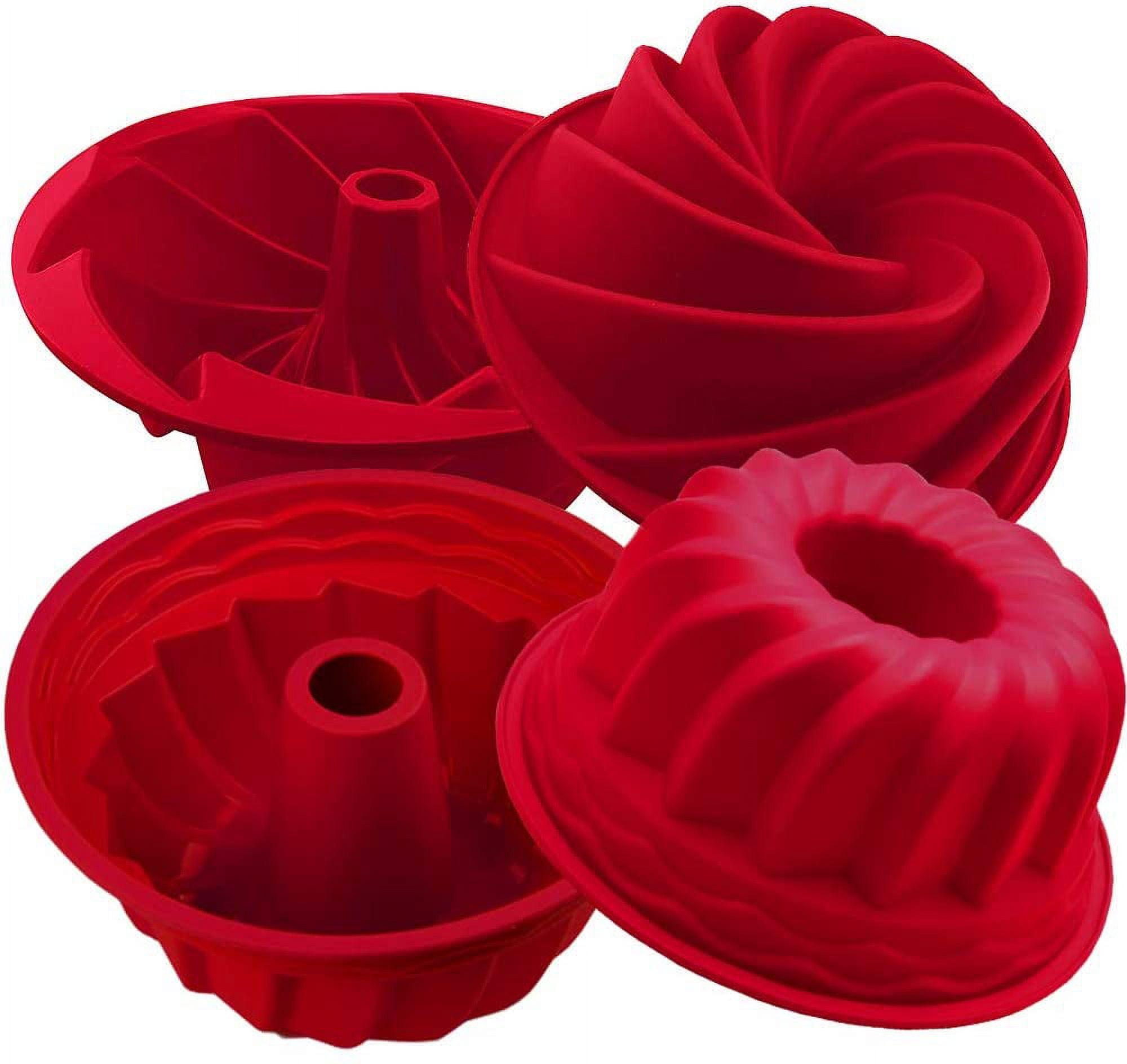 Red Silicone Non-Stick Fluted Tube Cake Pan Set