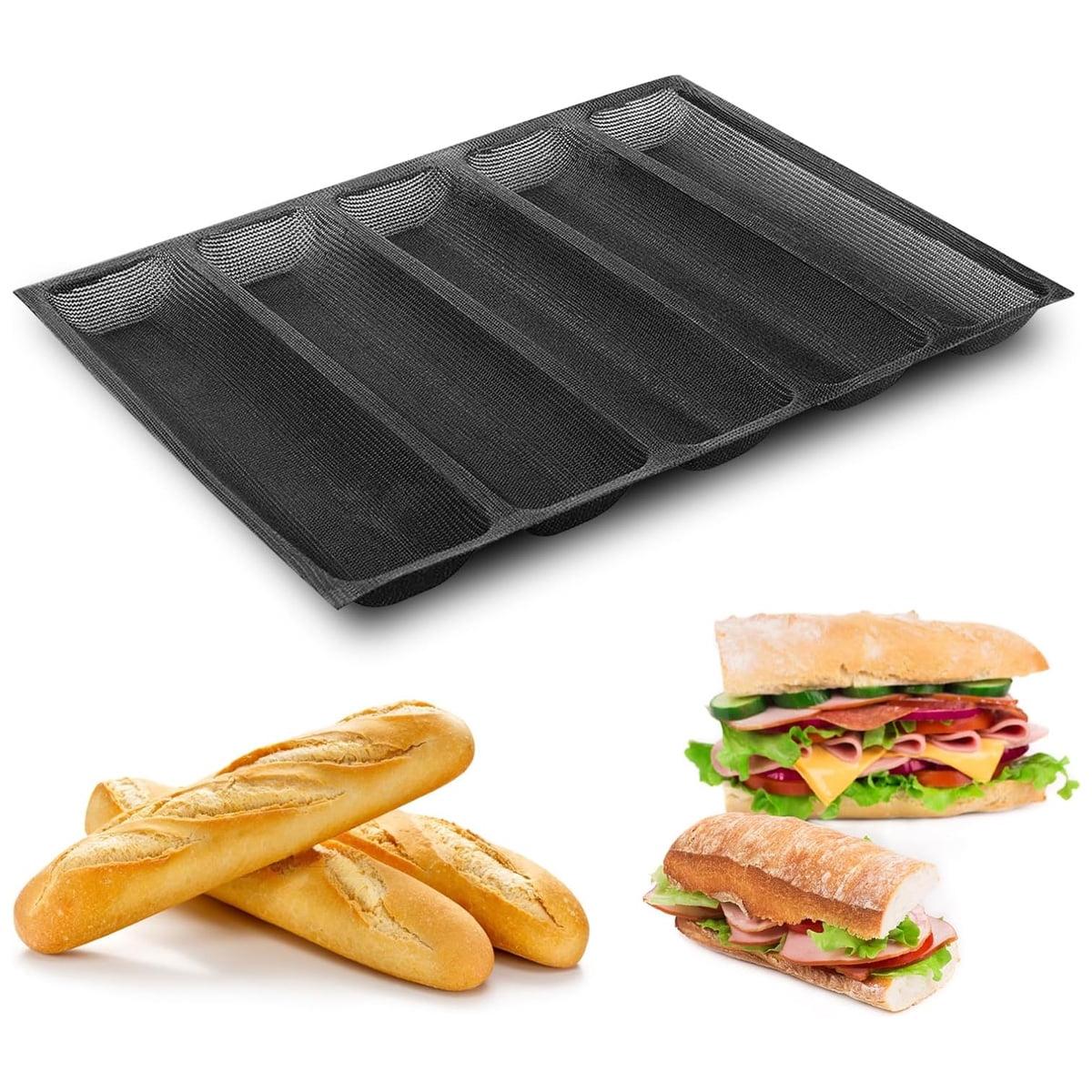 Silicone Perforated Baking Forms Sandwich Mold French Baguette Bread Pan Food Mat 5 Loaf Non-Stick Baking Liners