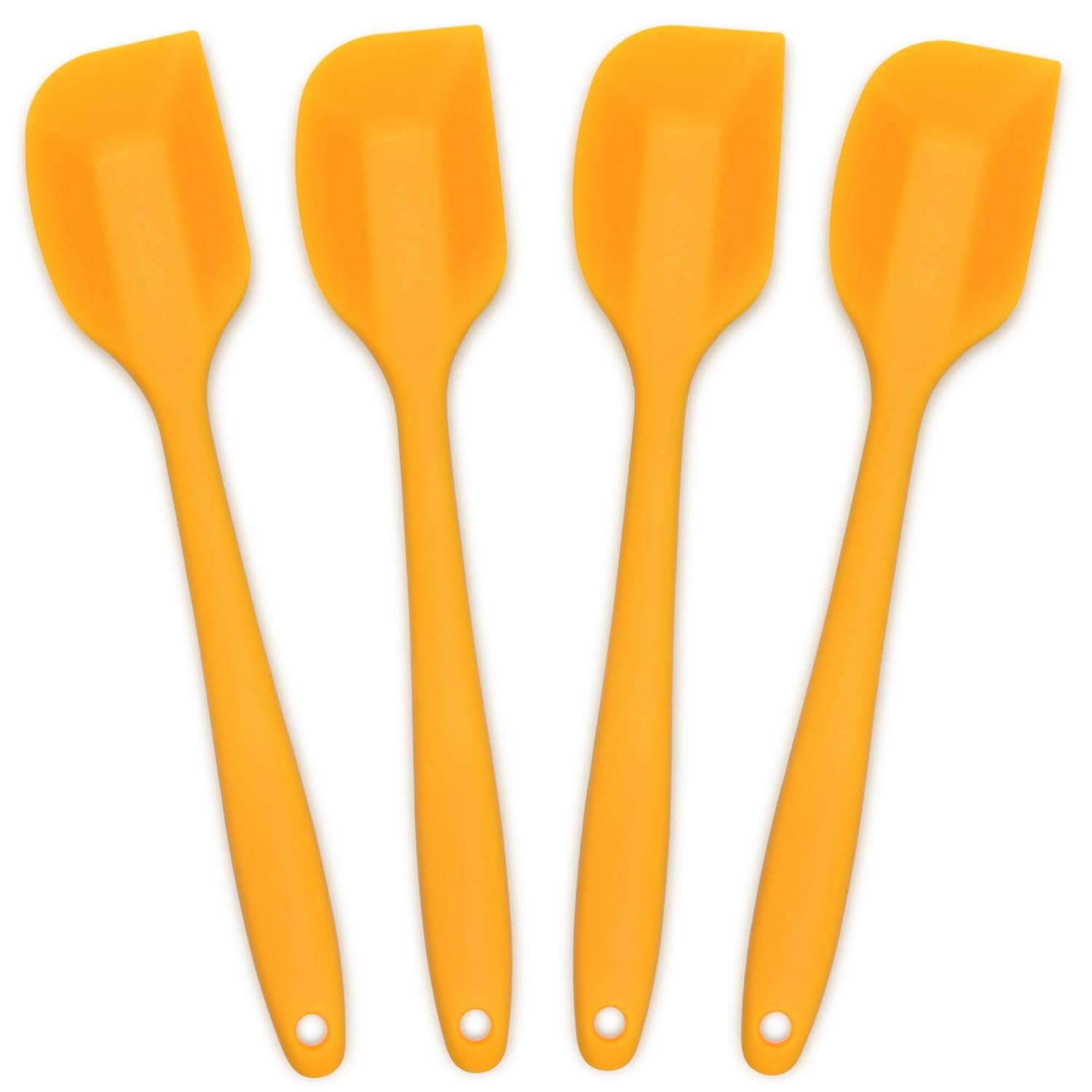 4 Piece Silicone Spatula Set, Flexible Heat Resistant Non-scratch Baking Cooking Rubber Spatulas with Stainless Steel Core, Orange