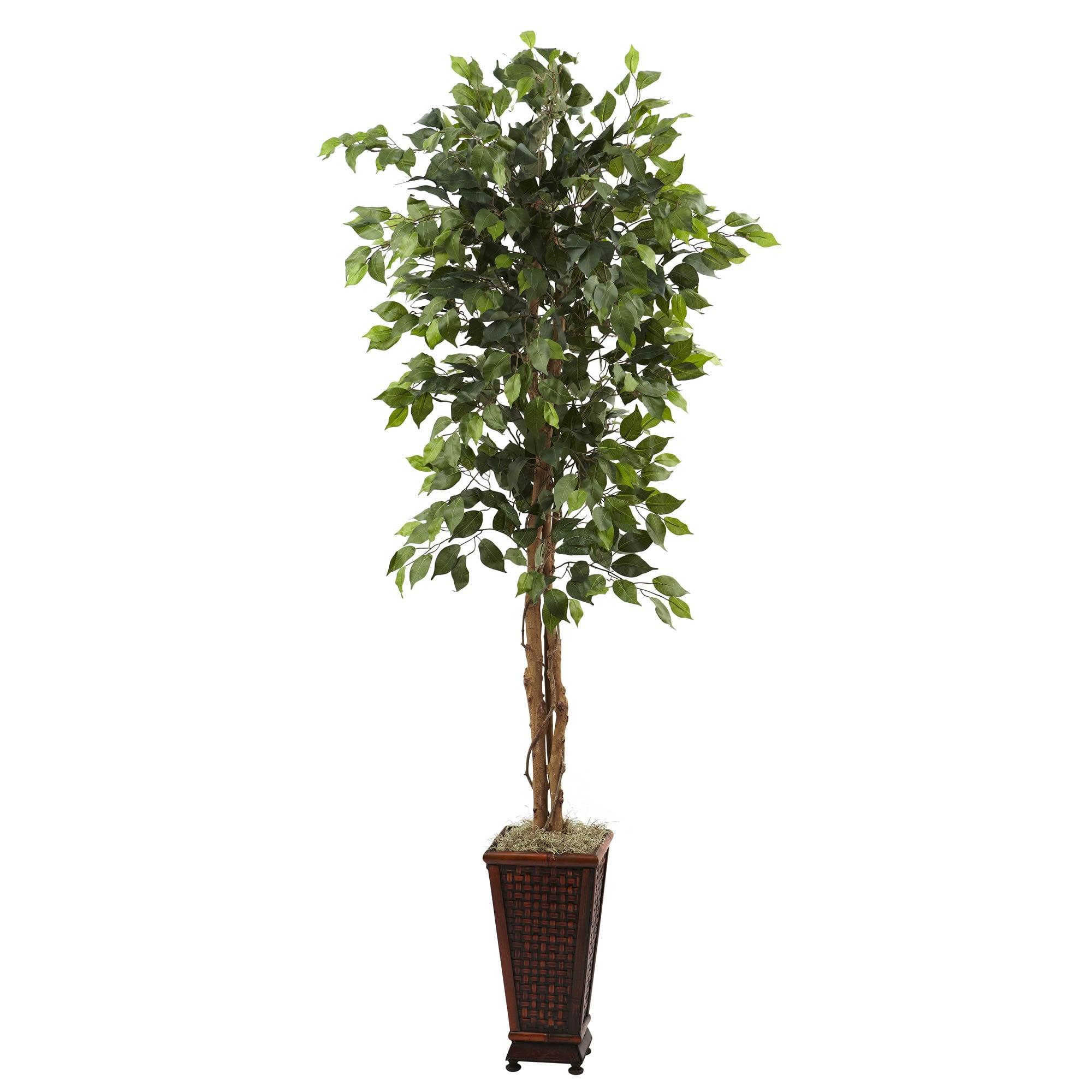 Nearly Natural 6.5' Ficus Artificial Tree with Decorative Planter, Green