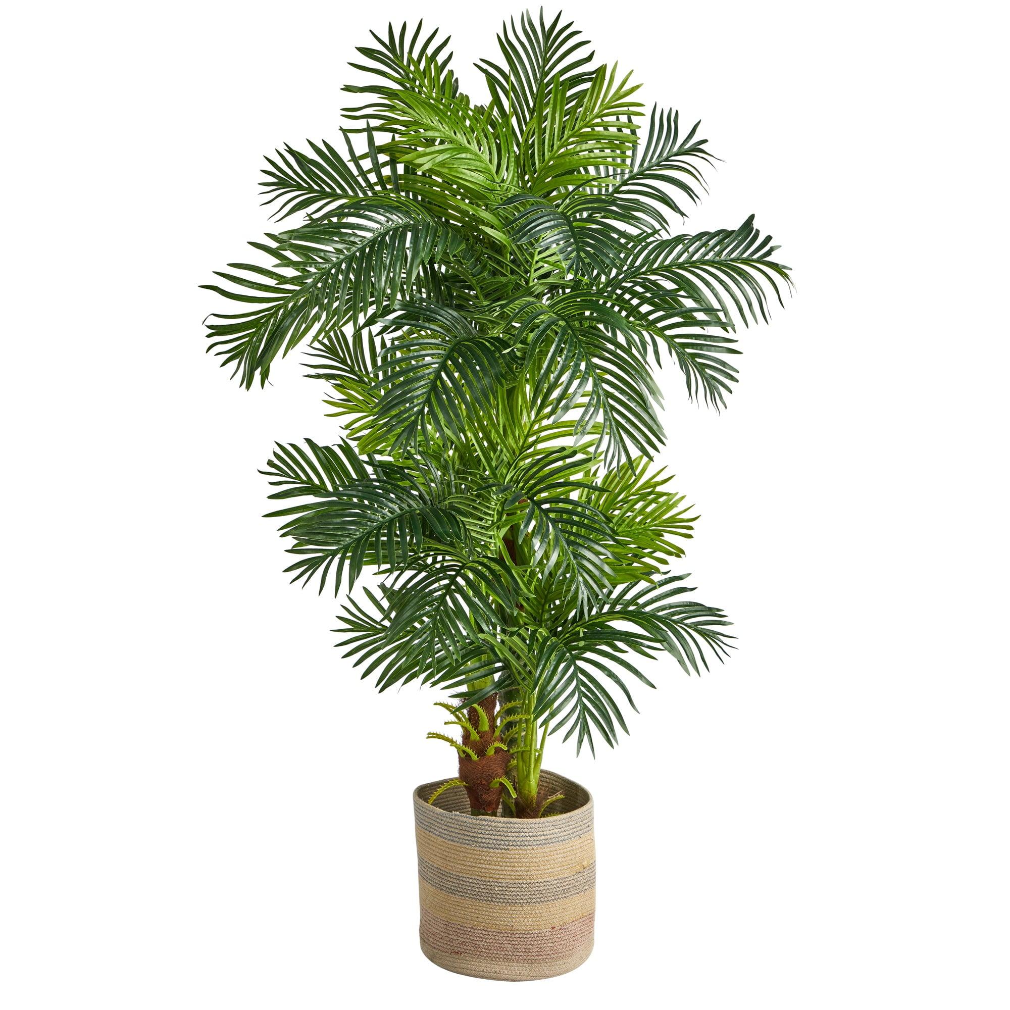 Tropical Paradise 6ft Hawaii Artificial Palm Tree with Multicolored Woven Cotton Planter